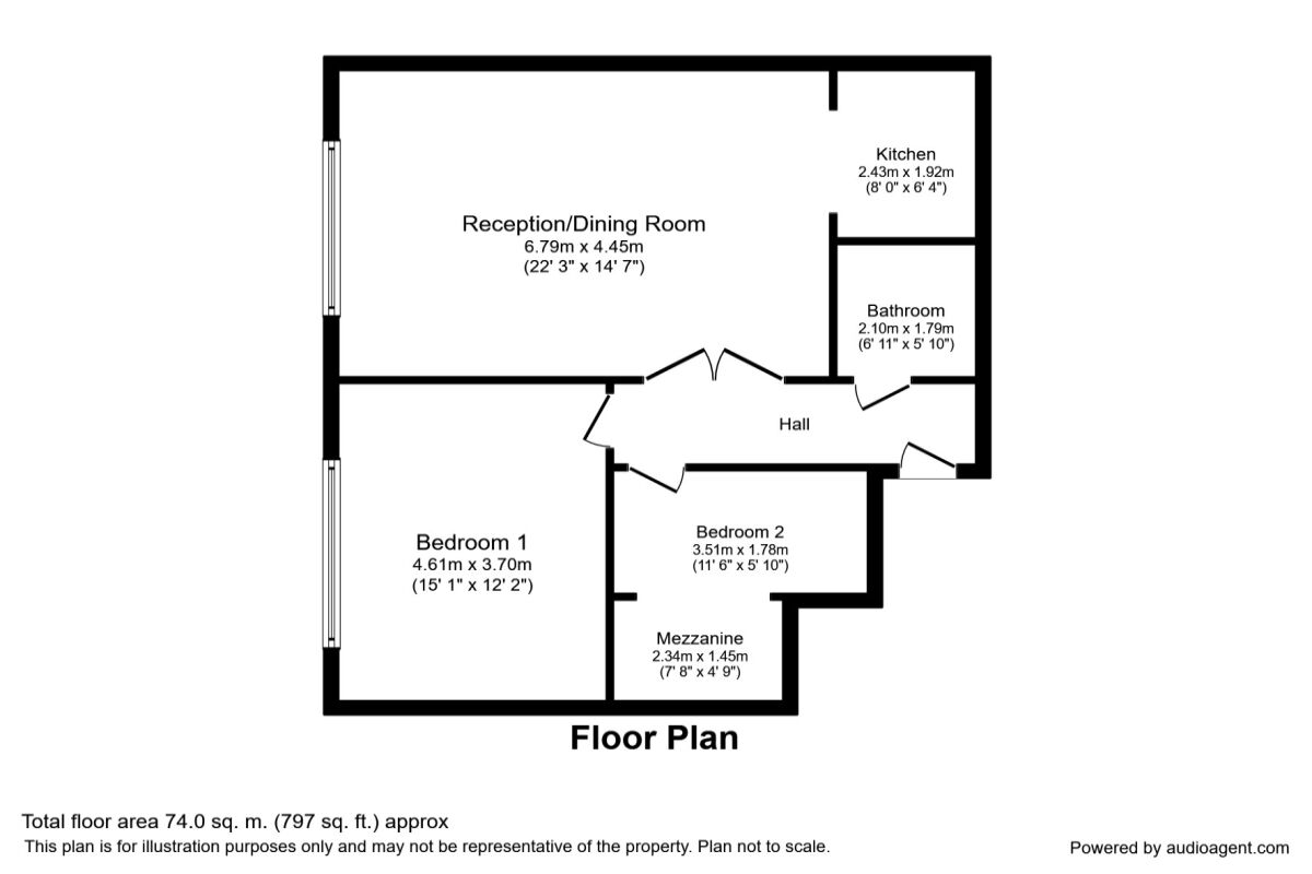 Floorplan of 2 bedroom Flat to rent, Commercial Road, Paddock Wood, Kent, TN12