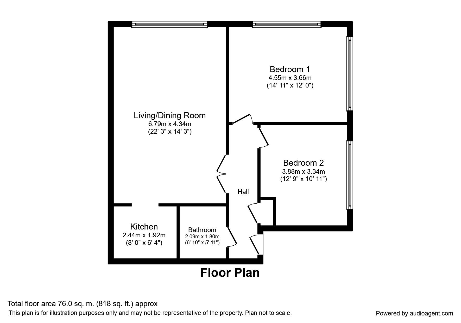 Floorplan of 2 bedroom Flat to rent, Commercial Road, Paddock Wood, Kent, TN12