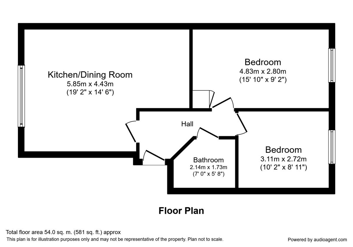 Floorplan of 2 bedroom  Flat to rent, Worsley Gardens, Mountain Street, Manchester, M28