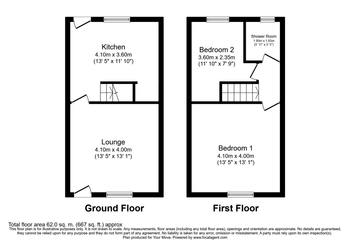Floorplan of 2 bedroom Mid Terrace House to rent, Old Lane, Little Hulton, Manchester, M38