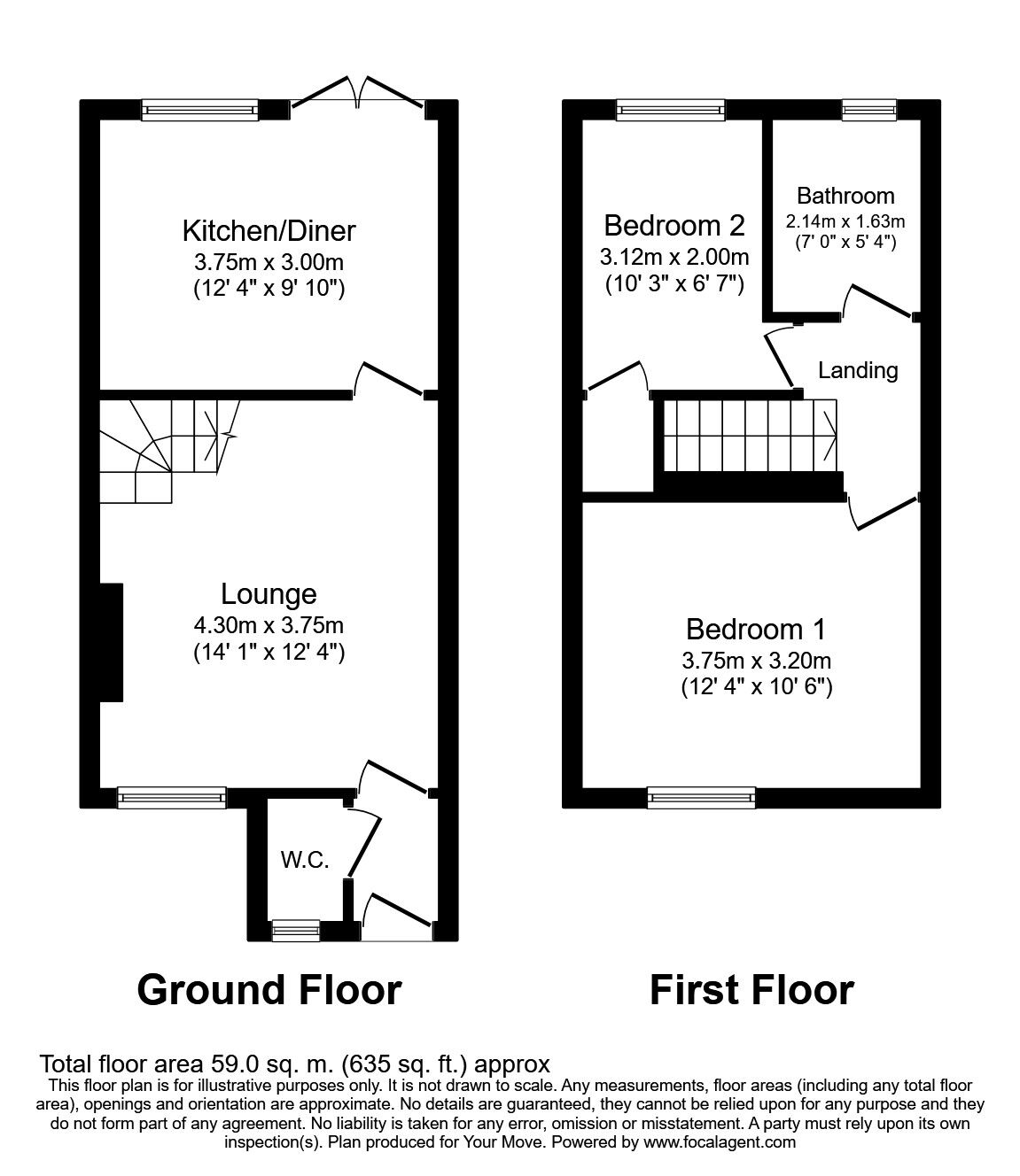Floorplan of 2 bedroom Mid Terrace House to rent, Wigan Road, Atherton, Manchester, M46