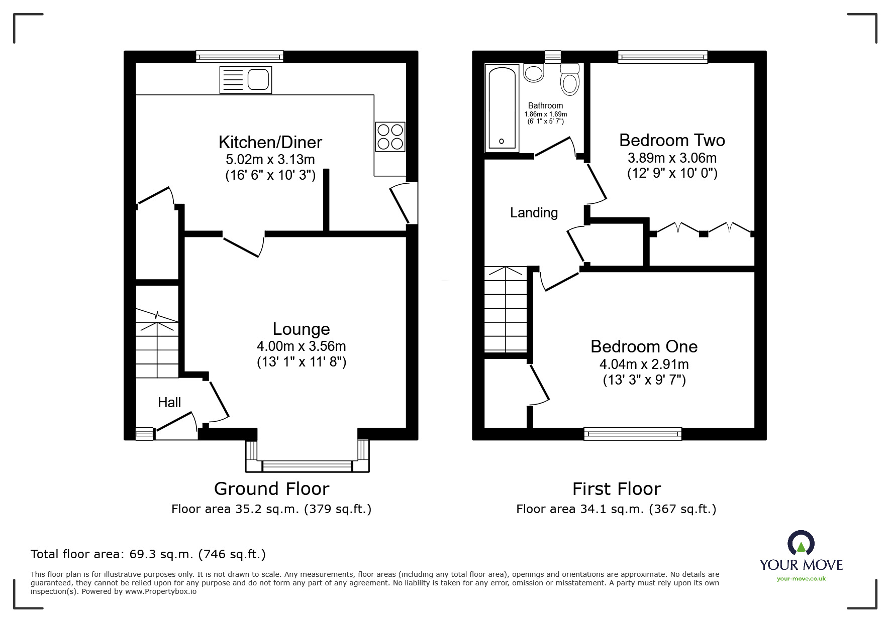 Floorplan of 2 bedroom End Terrace House for sale, Sportside Close, Worsley, Greater Manchester, M28