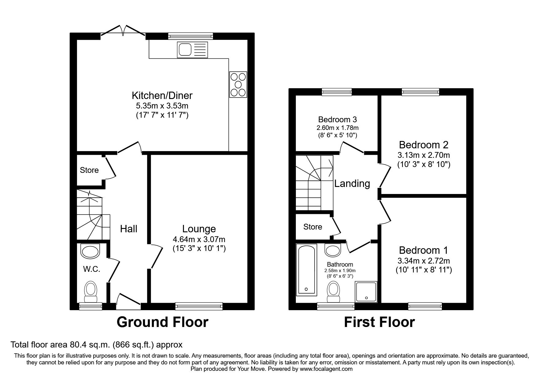 Floorplan of 3 bedroom Semi Detached House to rent, Chenille Close, Worsley, Greater Manchester, M28