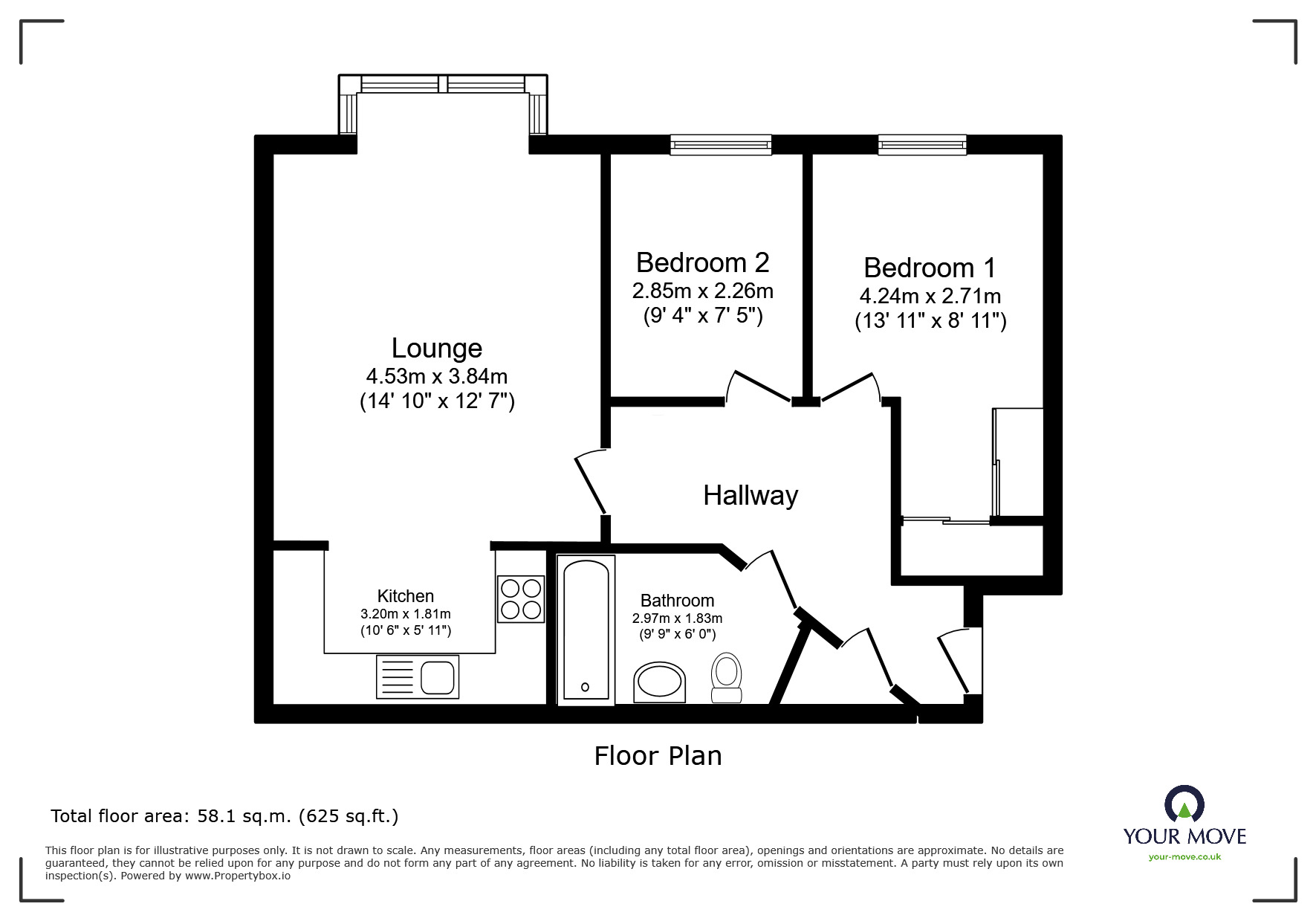 Floorplan of 2 bedroom Flat for sale, Atkin Street, Worsley, Greater Manchester, M28
