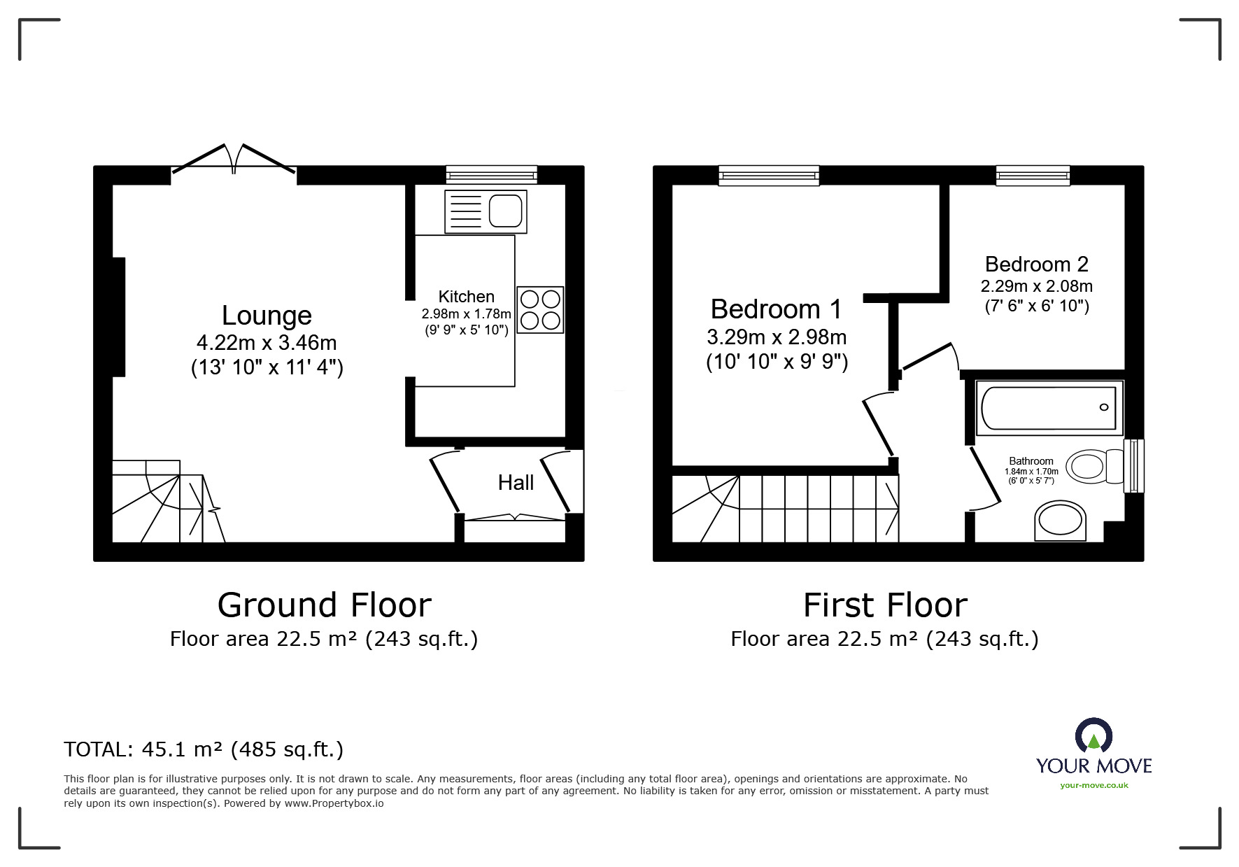 Floorplan of 2 bedroom End Terrace House to rent, Newholme Gardens, Worsley, Manchester, M28