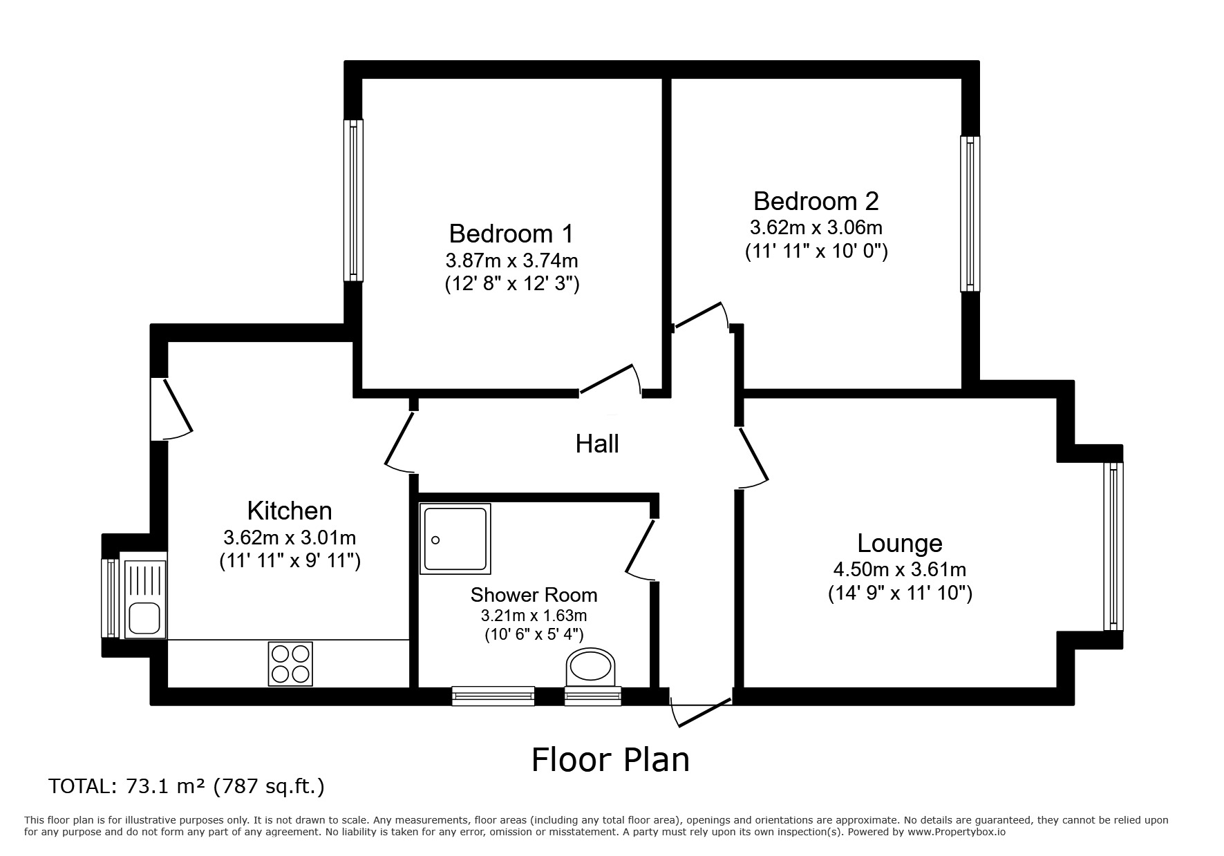 Floorplan of 2 bedroom Semi Detached Bungalow to rent, Walker Avenue, Bolton, Greater Manchester, BL3