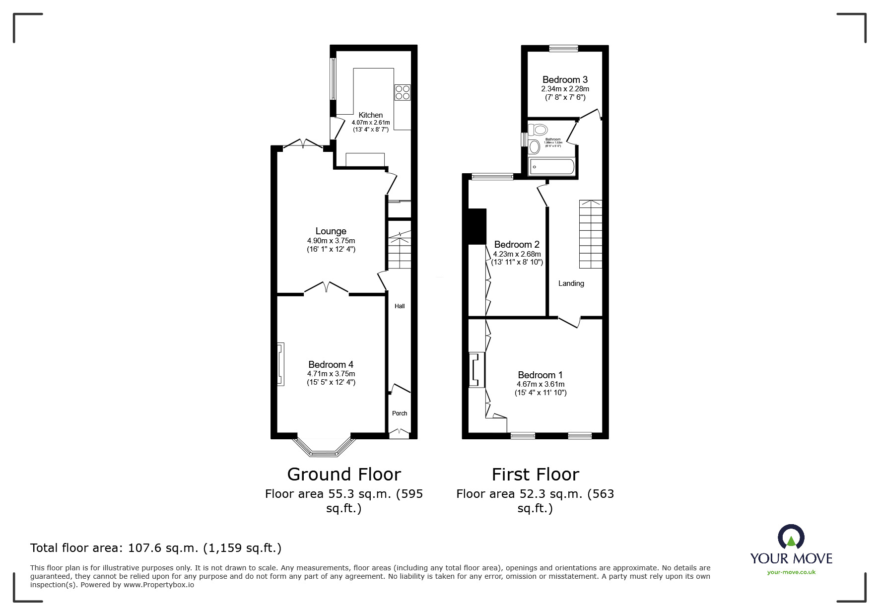 Floorplan of 4 bedroom End Terrace House to rent, Manchester Road, Worsley, Greater Manchester, M28