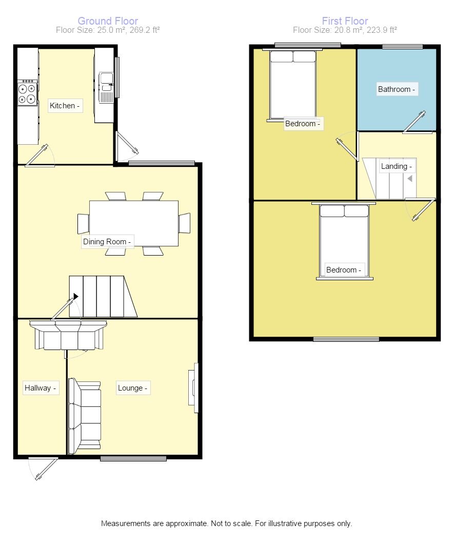 Floorplan of 2 bedroom Mid Terrace House to rent, Darley Avenue, Farnworth, Bolton, BL4