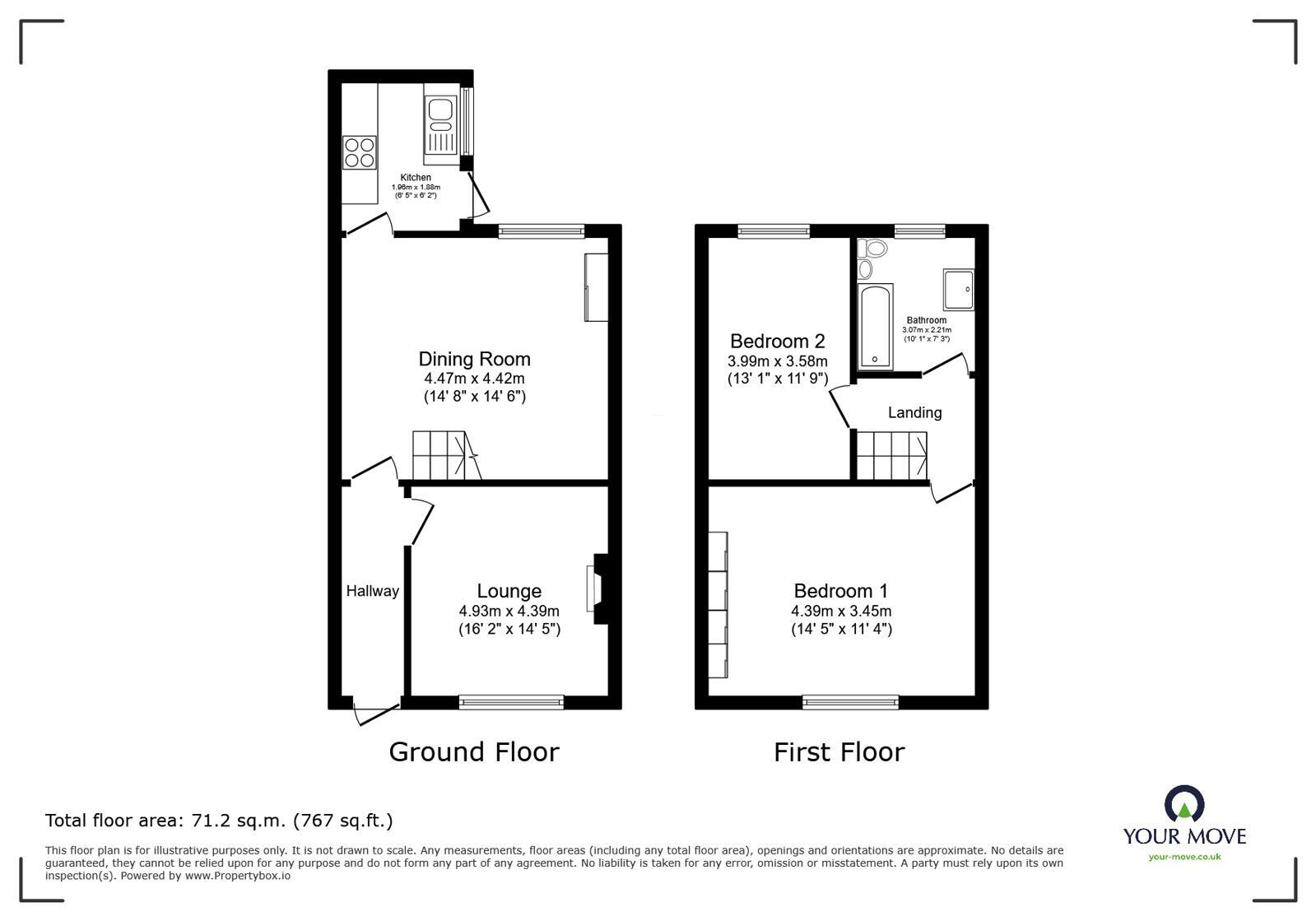 Floorplan of 2 bedroom End Terrace House to rent, Darley Avenue, Farnworth, Bolton, BL4