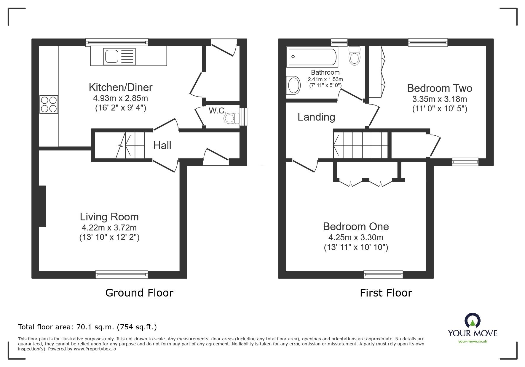 Floorplan of 2 bedroom Semi Detached House for sale, Cleggs Lane, Little Hulton, Greater Manchester, M38
