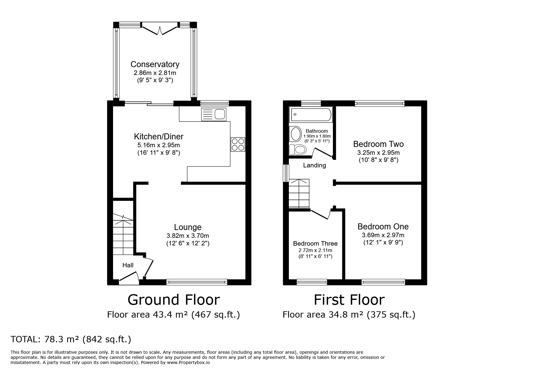 Floorplan of 3 bedroom End Terrace House for sale, Mountain Street, Worsley, Greater Manchester, M28