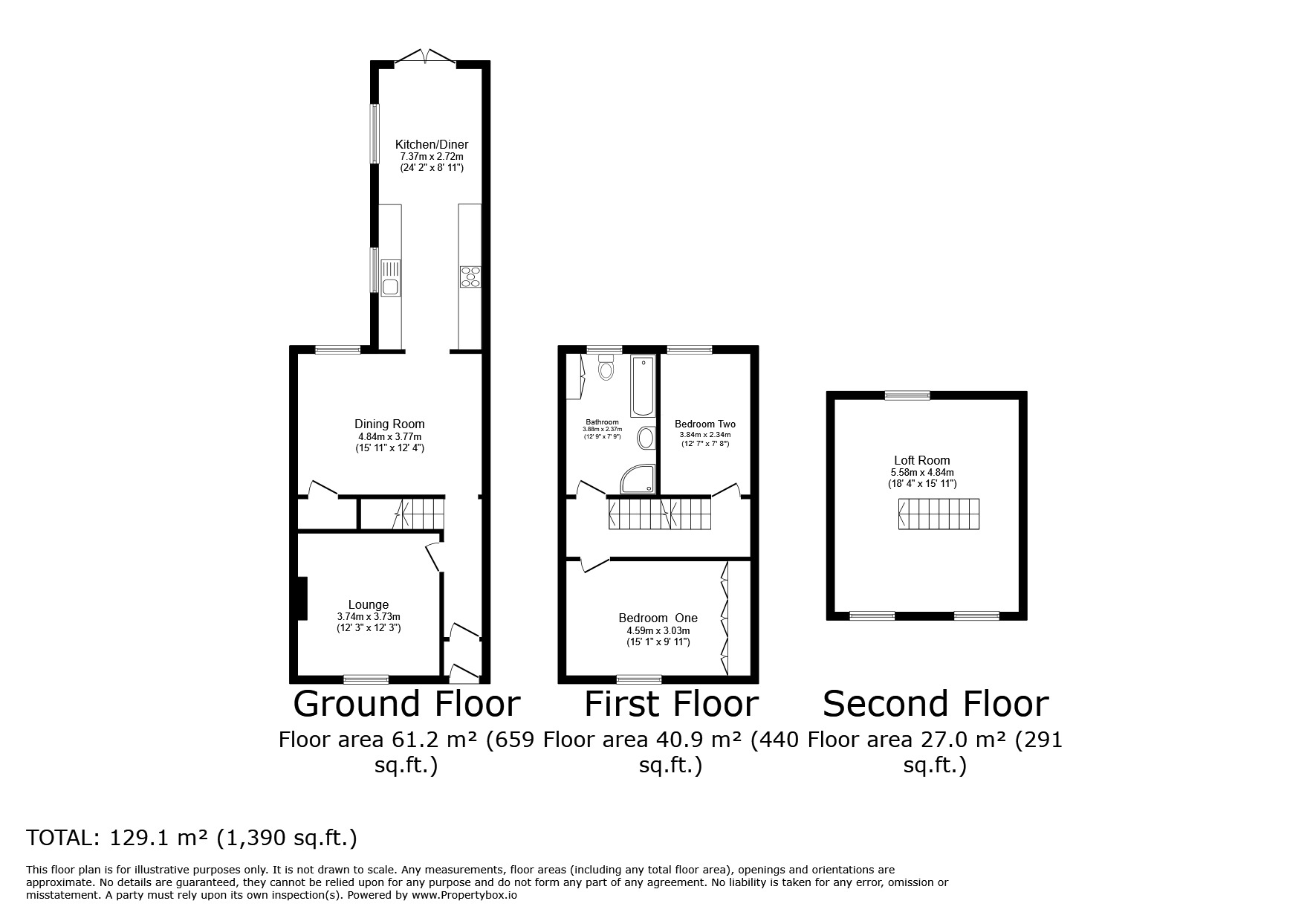Floorplan of 2 bedroom Mid Terrace House for sale, Walkden Road, Worsley, Greater Manchester, M28