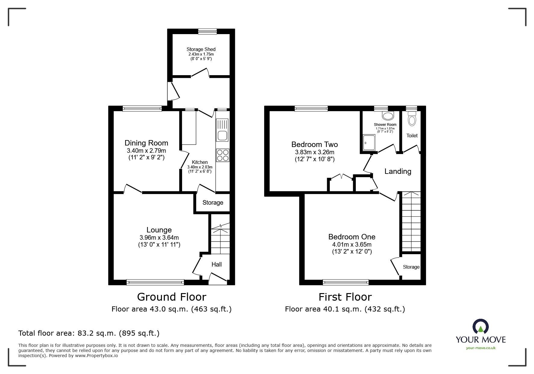 Floorplan of 2 bedroom Mid Terrace House for sale, Bridgewater Street, Little Hulton, Greater Manchester, M38