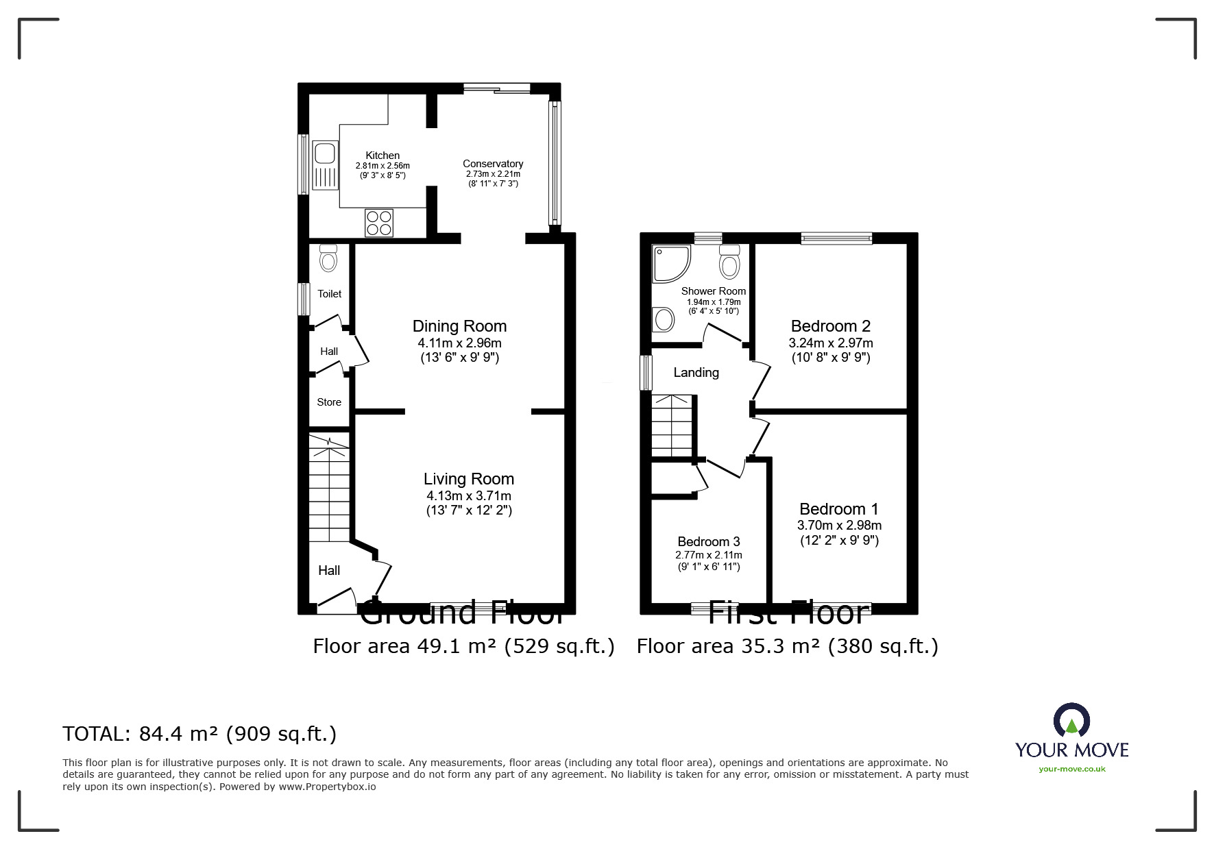 Floorplan of 3 bedroom Semi Detached House for sale, Hulton Avenue, Worsley, Greater Manchester, M28