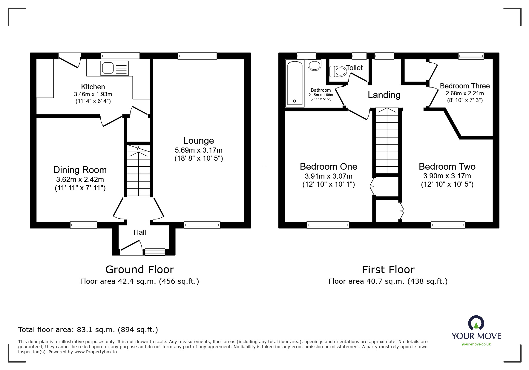 Floorplan of 3 bedroom Mid Terrace House for sale, Ashawe Terrace, Little Hulton, Greater Manchester, M38