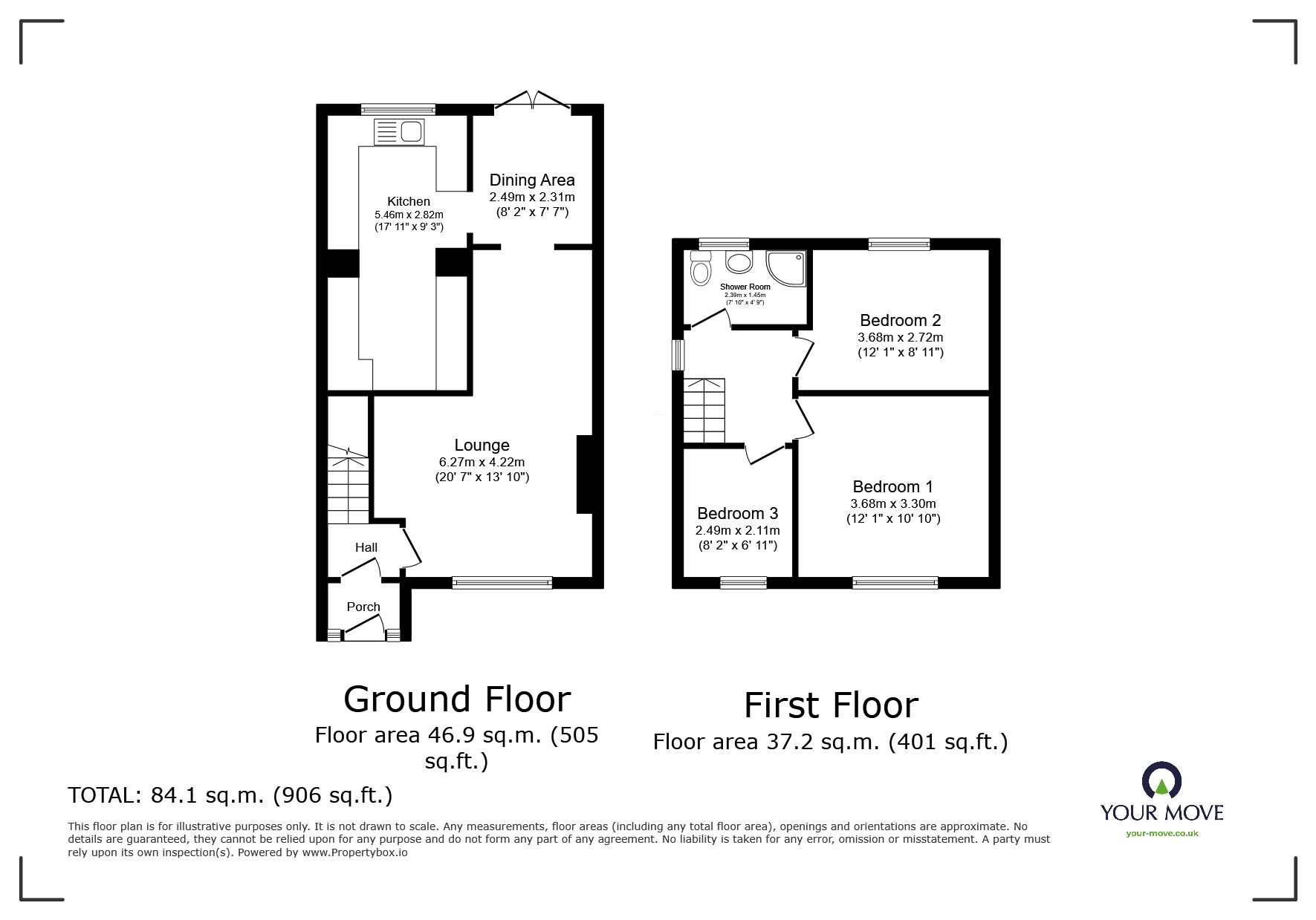 Floorplan of 3 bedroom Semi Detached House for sale, West Way, Little Hulton, Greater Manchester, M38