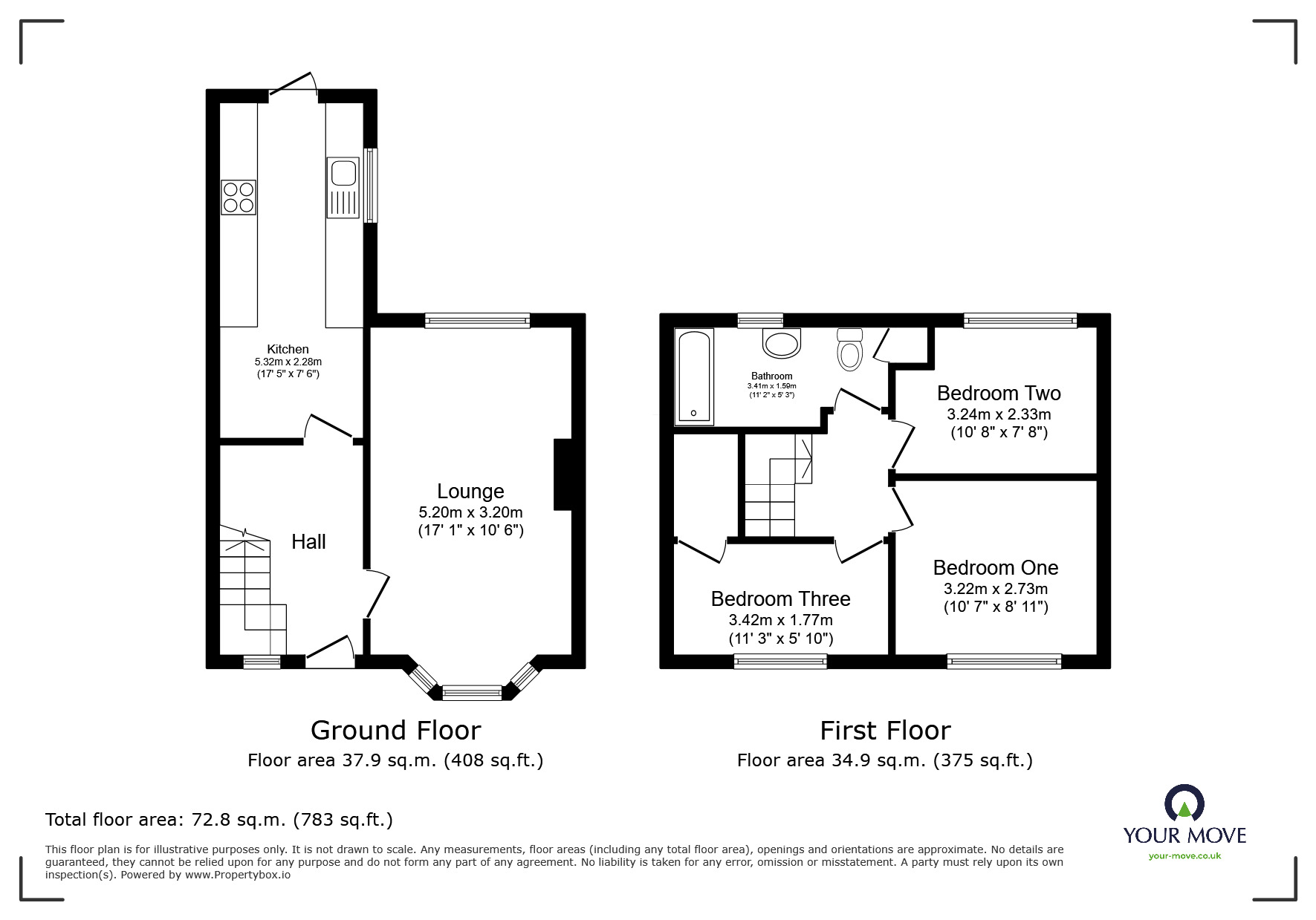 Floorplan of 3 bedroom Mid Terrace House for sale, Beechfield Avenue, Little Hulton, Greater Manchester, M38