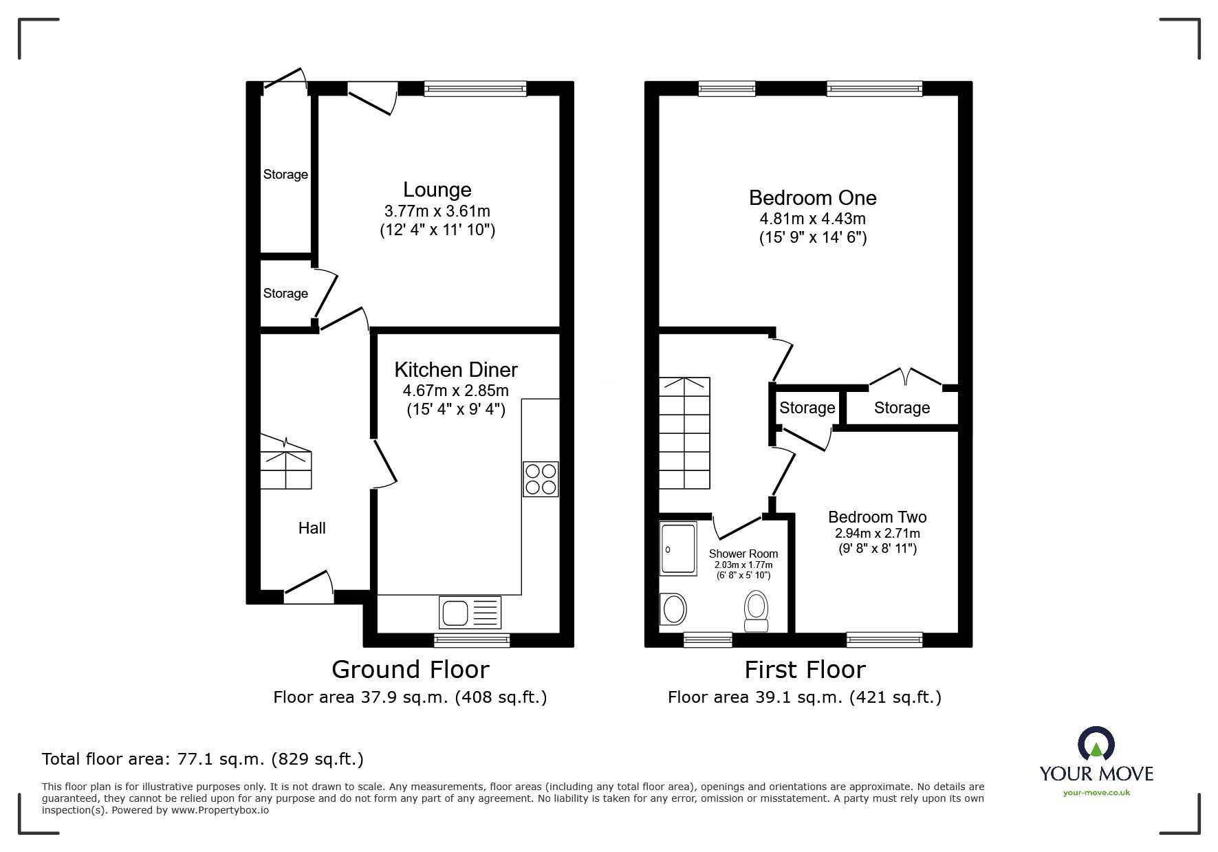 Floorplan of 2 bedroom Mid Terrace House for sale, Athens Drive, Worsley, Greater Manchester, M28