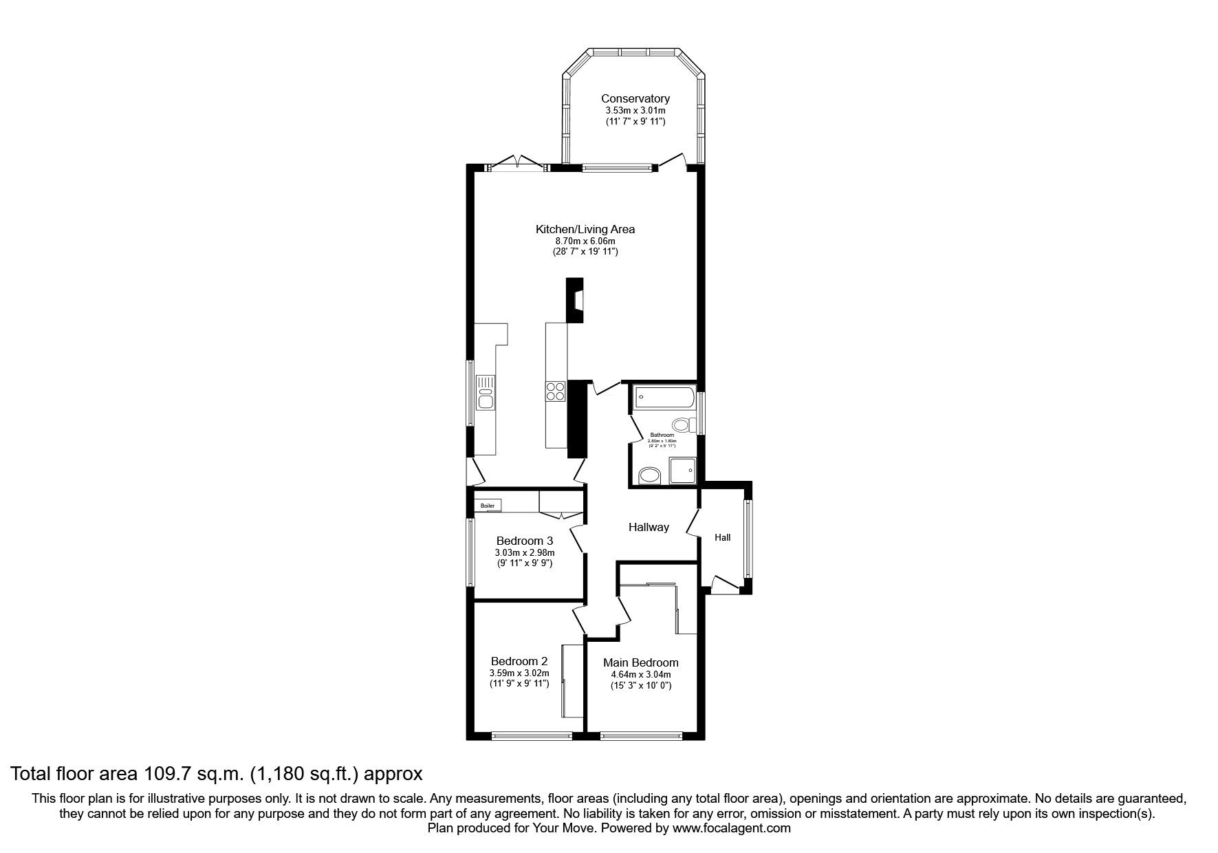 Floorplan of 3 bedroom Detached Bungalow for sale, Parr Fold Avenue, Worsley, Greater Manchester, M28