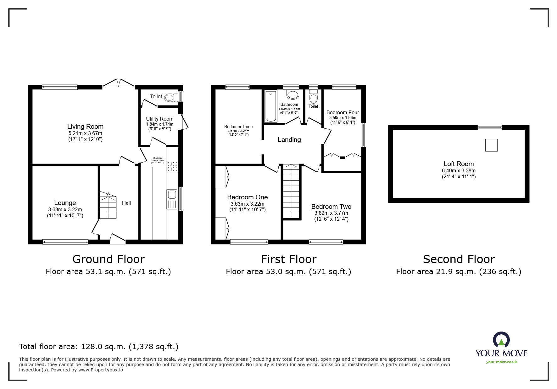 Floorplan of 4 bedroom Semi Detached House for sale, Baron Fold Crescent, Little Hulton, Greater Manchester, M38