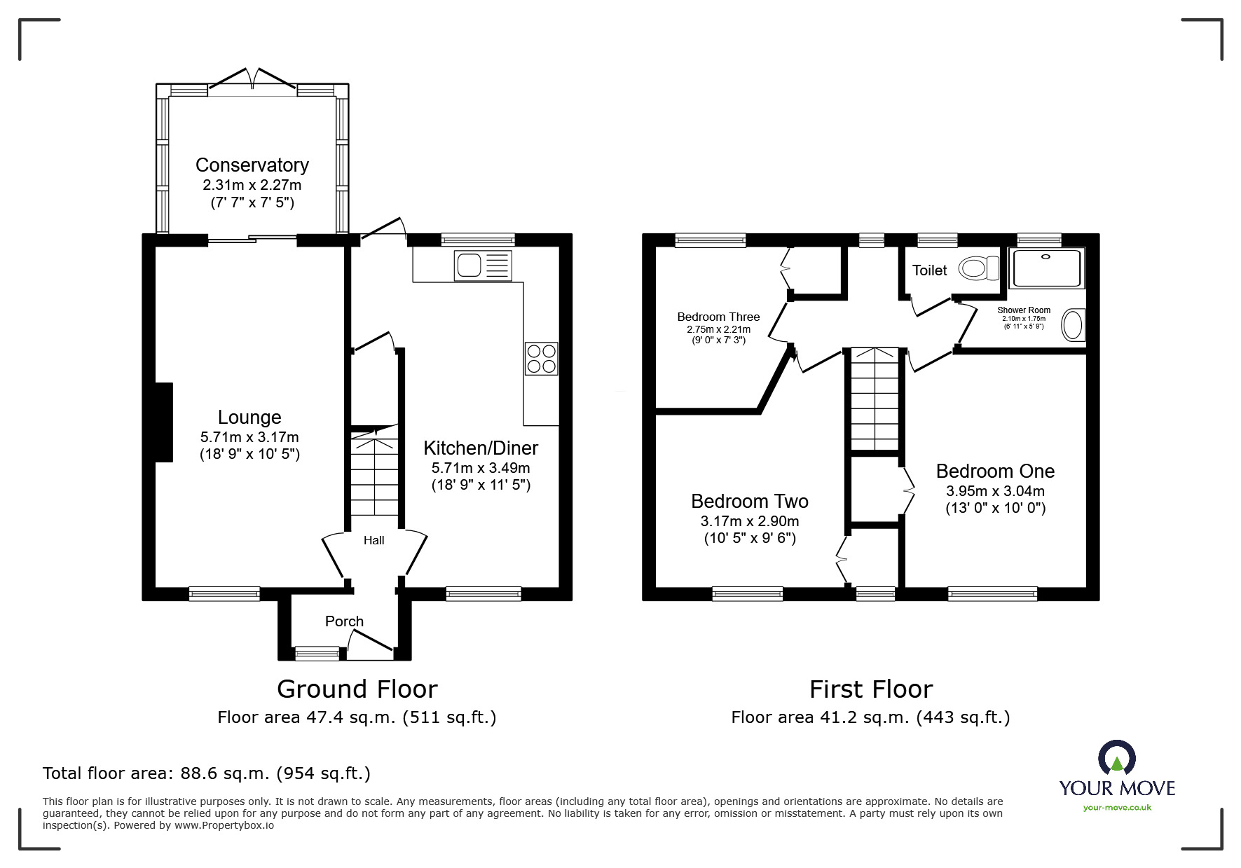 Floorplan of 3 bedroom Mid Terrace House for sale, Gibson Grove, Worsley, M28