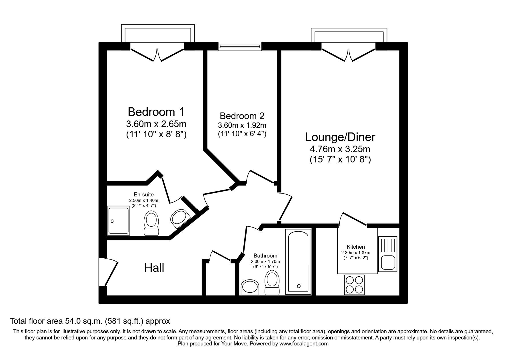 Floorplan of 2 bedroom  Flat to rent, Everside Close, Worsley, Greater Manchester, M28
