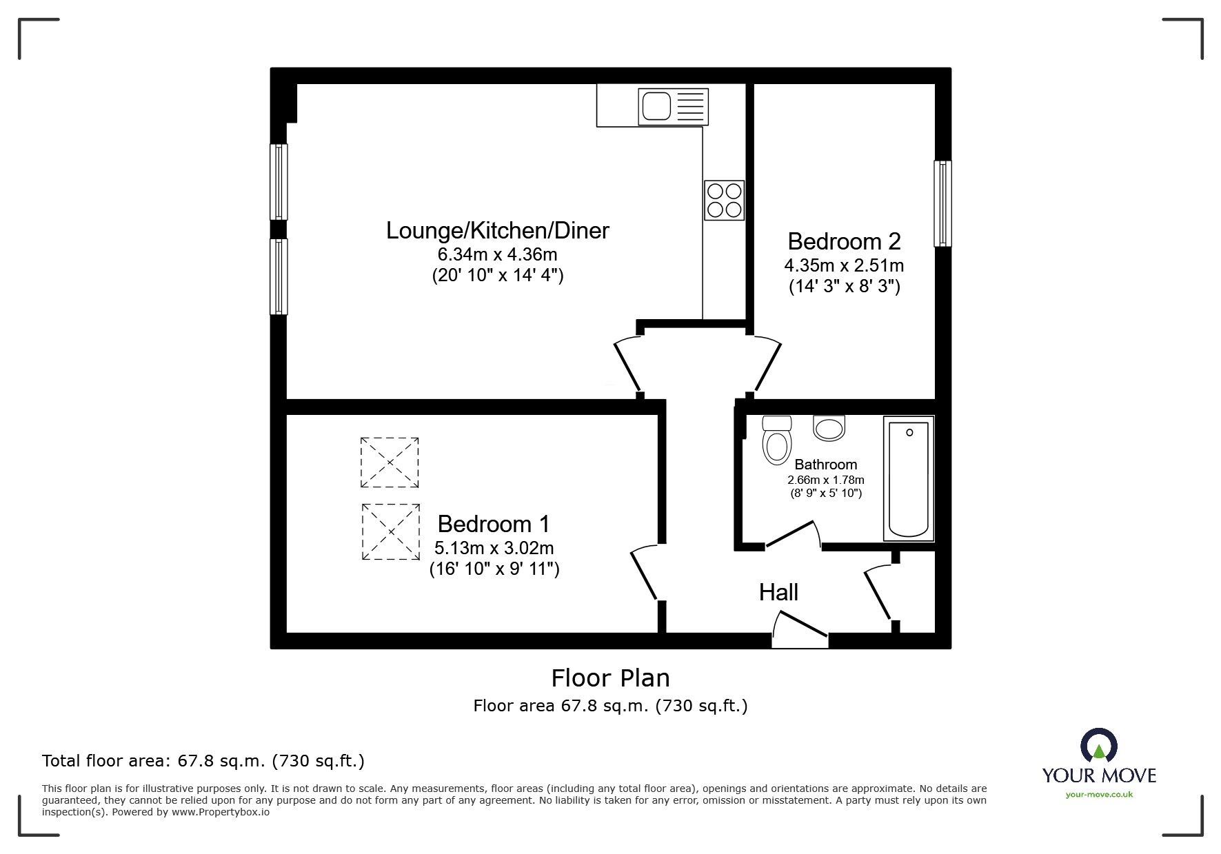 Floorplan of 2 bedroom  Flat for sale, Atkin Street, Worsley, Manchester, M28