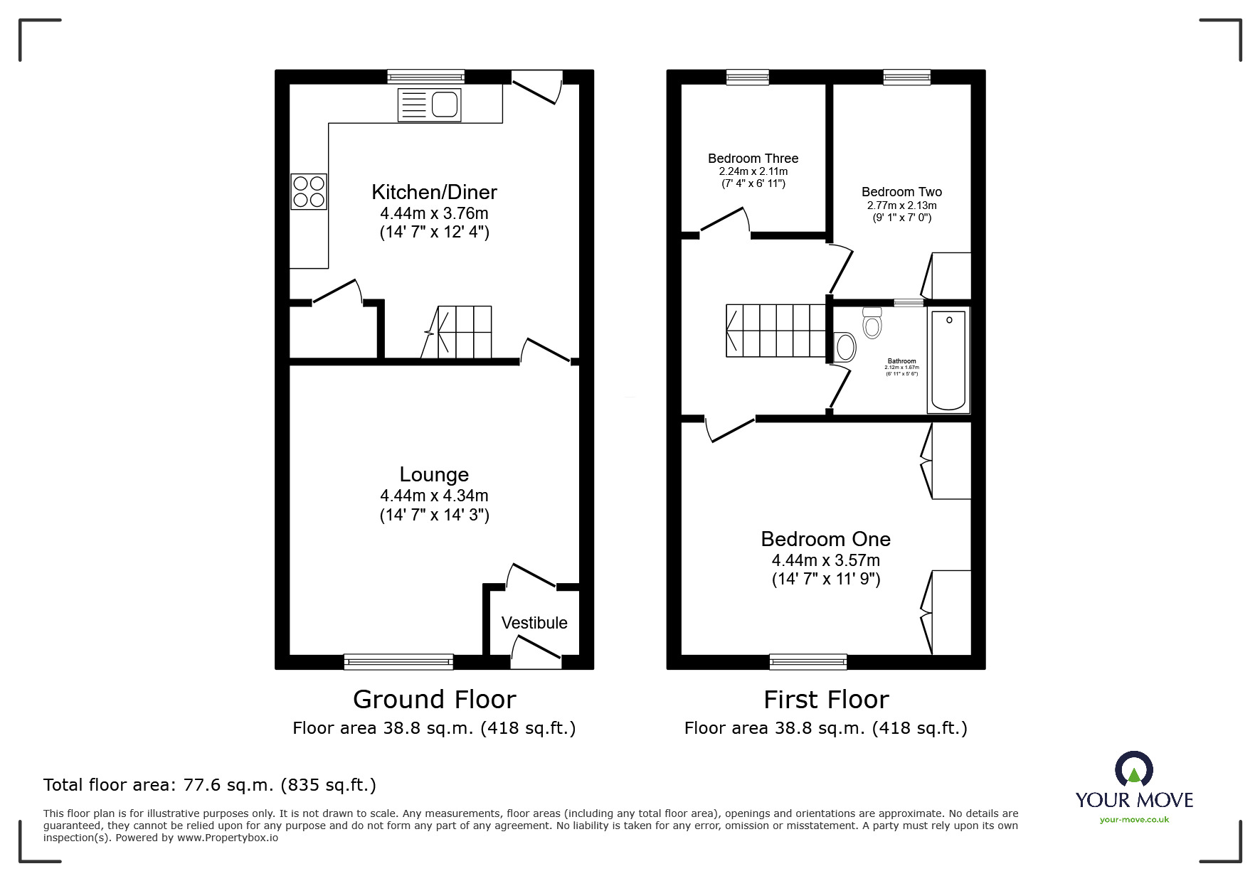 Floorplan of 3 bedroom Mid Terrace House for sale, Stoneclough Road, Radcliffe, Greater Manchester, M26