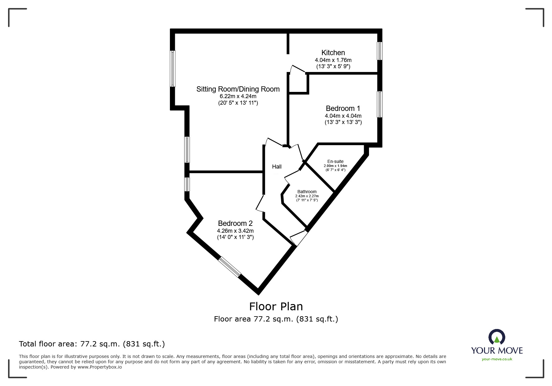 Floorplan of 2 bedroom  Flat for sale, Gadbury Fold, Atherton, Greater Manchester, M46