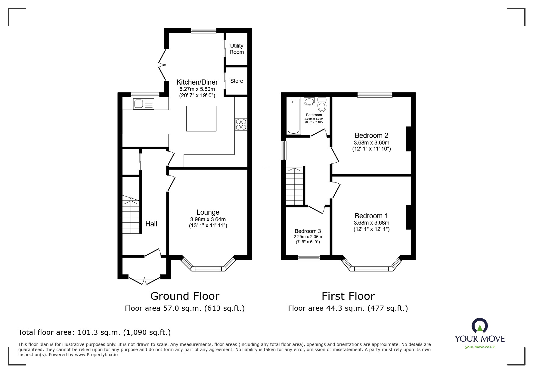 Floorplan of 3 bedroom Semi Detached House for sale, Crawford Avenue, Tyldesley, Wigan, M29