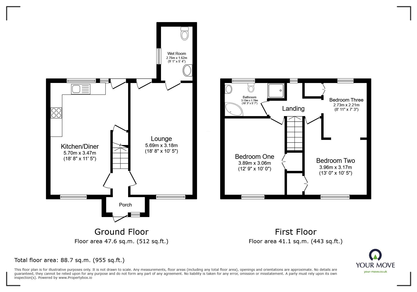 Floorplan of 3 bedroom Mid Terrace House for sale, Gibson Lane, Worsley, Greater Manchester, M28