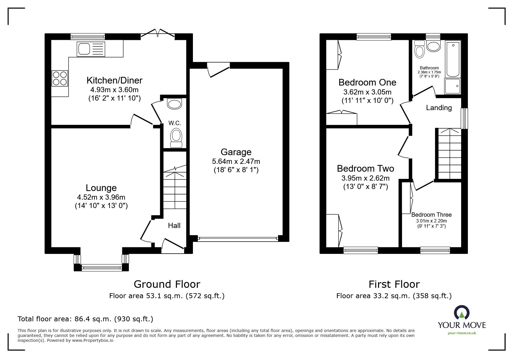Floorplan of 3 bedroom Semi Detached House for sale, Hilton Street, Little Hulton, Greater Manchester, M38