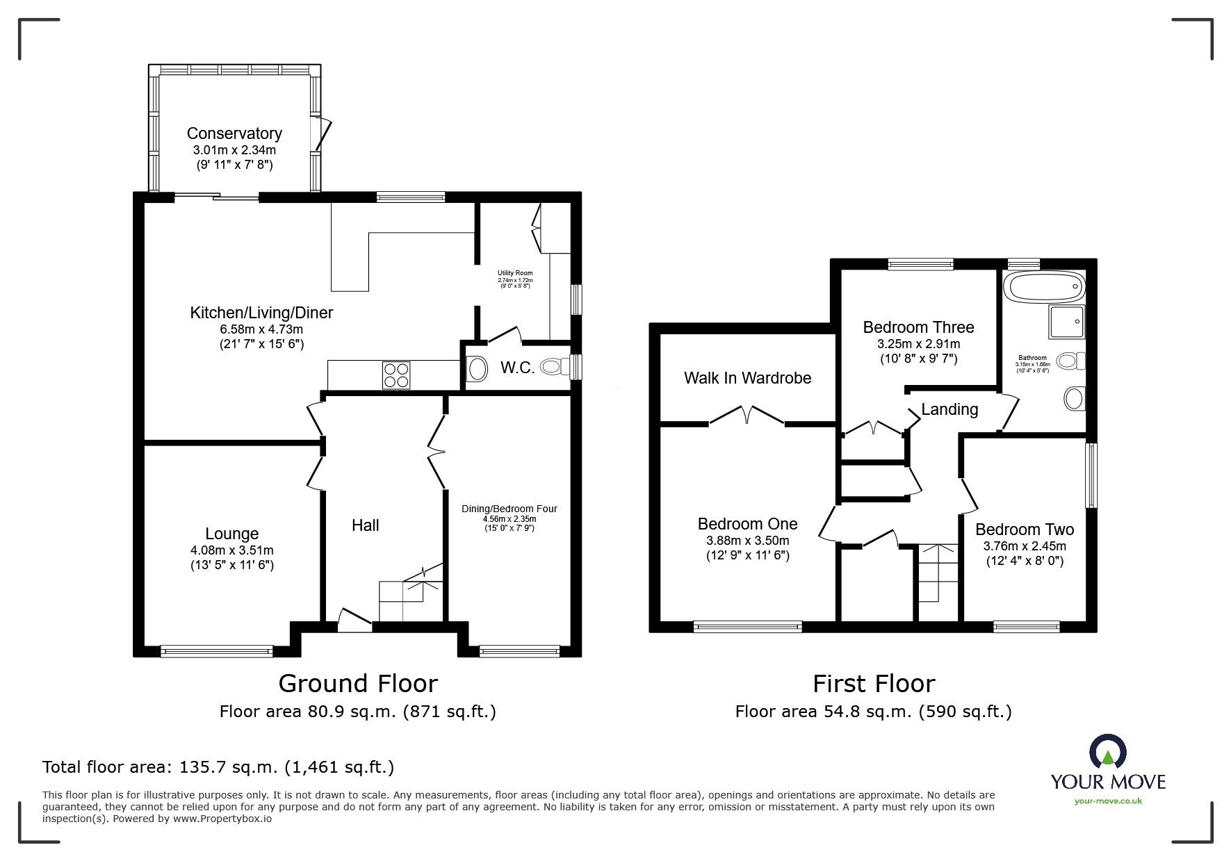 Floorplan of 4 bedroom Semi Detached Bungalow for sale, Queensway, Worsley, Greater Manchester, M28