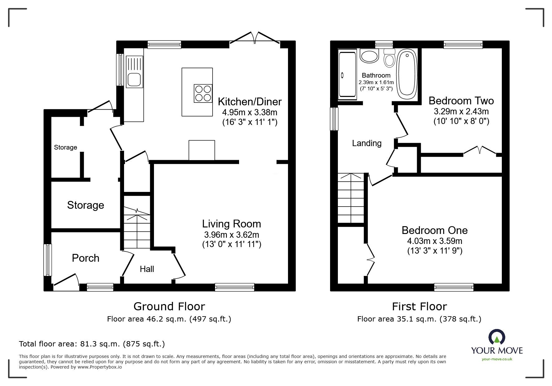Floorplan of 2 bedroom Semi Detached House for sale, Rydal Crescent, Worsley, Salford, M28