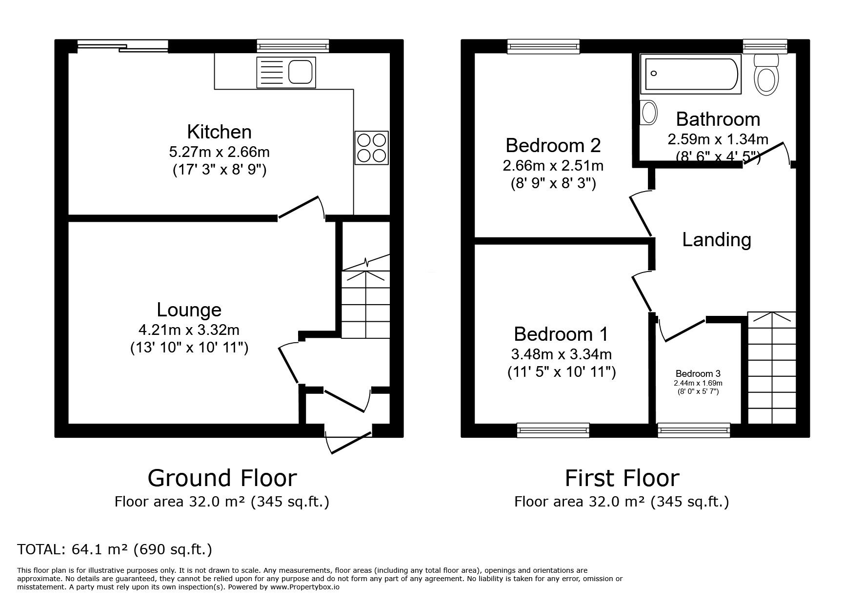 Floorplan of 3 bedroom Semi Detached House to rent, Burns Road, Little Hulton, Greater Manchester, M38