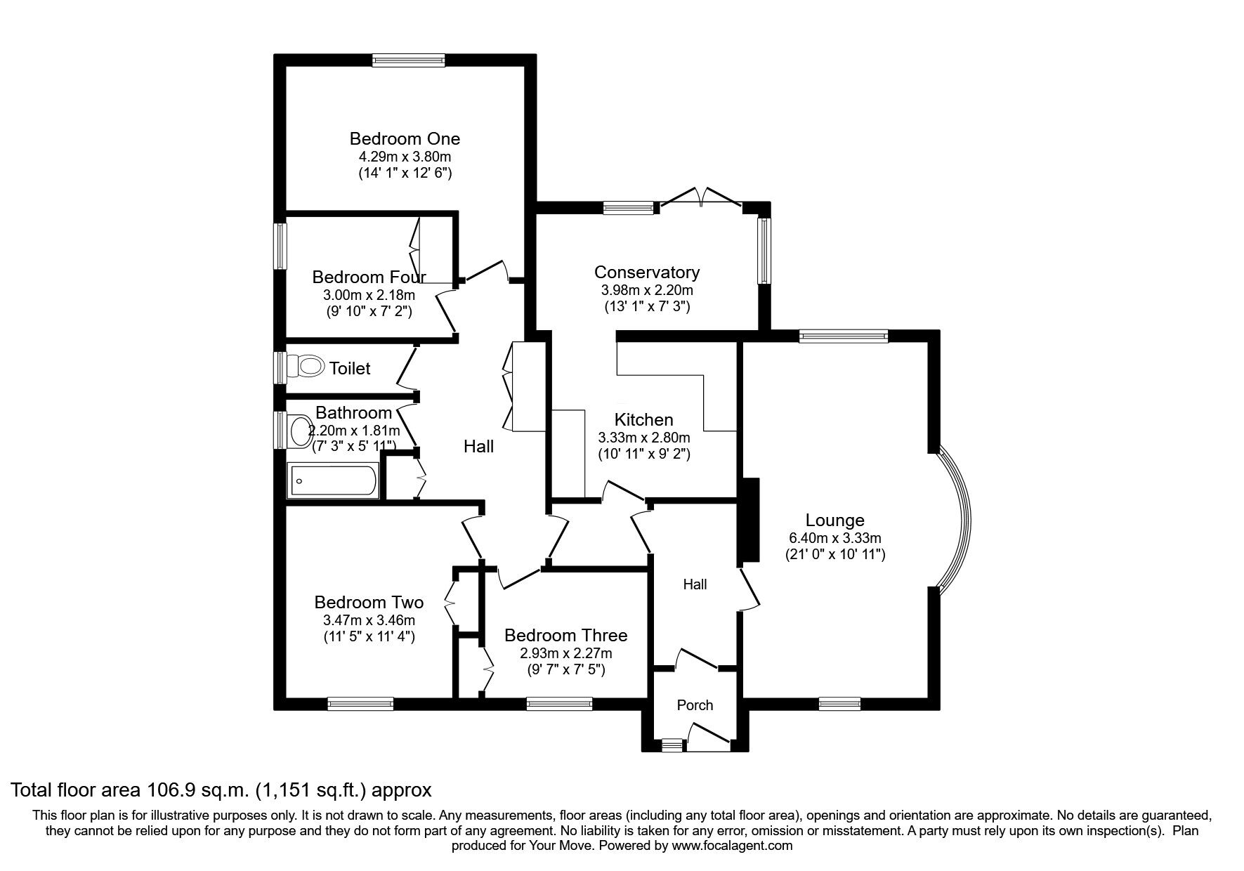 Floorplan of 4 bedroom Detached Bungalow for sale, Springclough Avenue, Worsley, Greater Manchester, M28