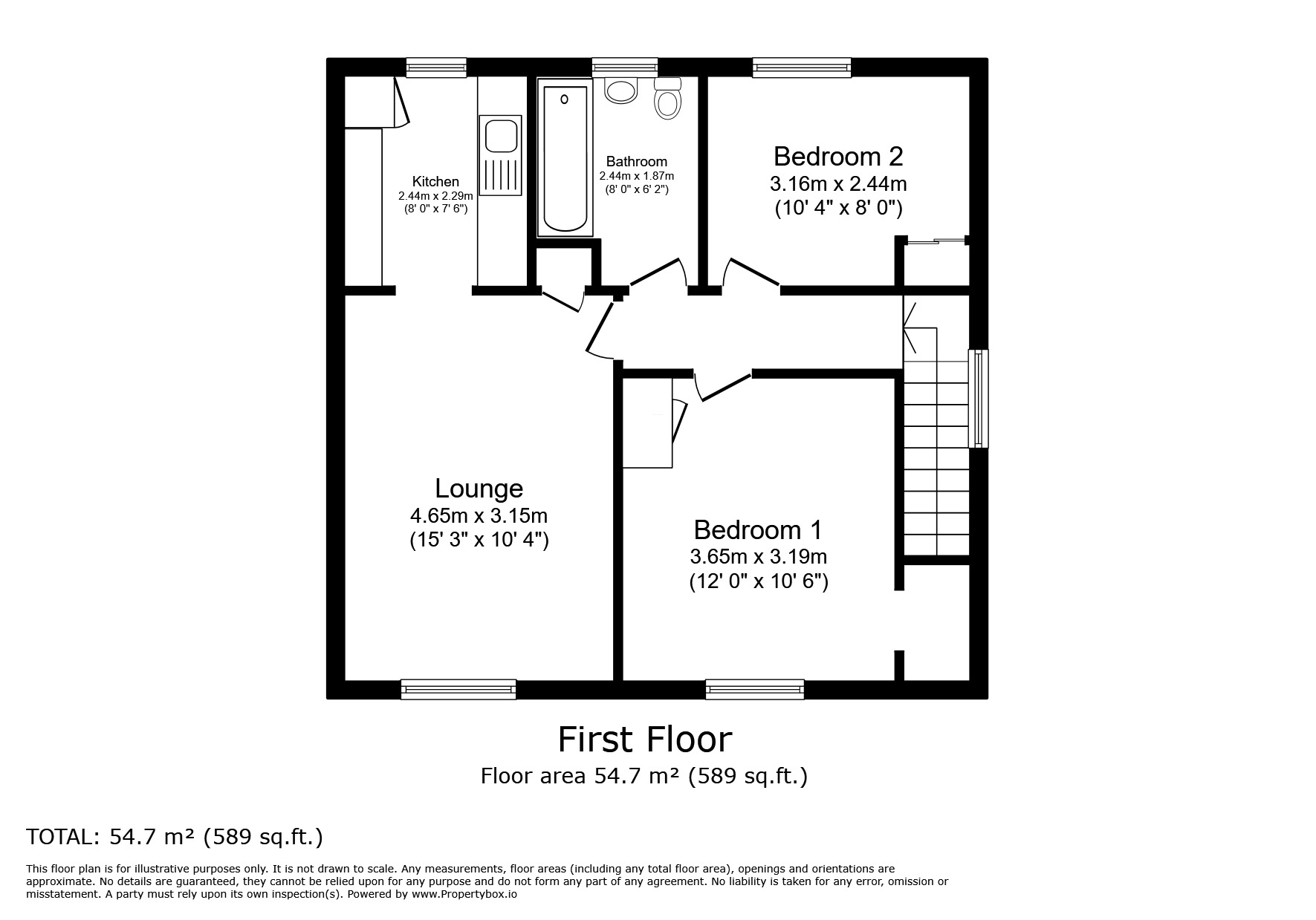 Floorplan of 2 bedroom  Flat for sale, Ellesmere Close, Little Hulton, Greater Manchester, M38