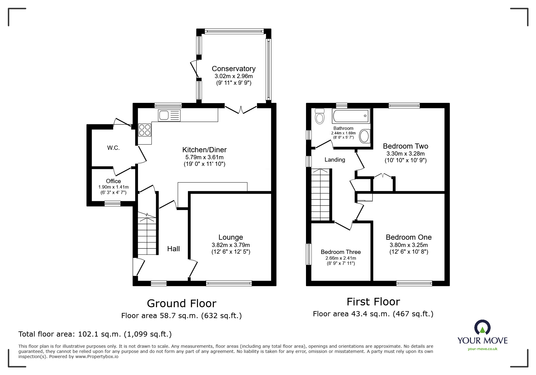Floorplan of 3 bedroom End Terrace House to rent, Ridyard Street, Little Hulton, Manchester, M38