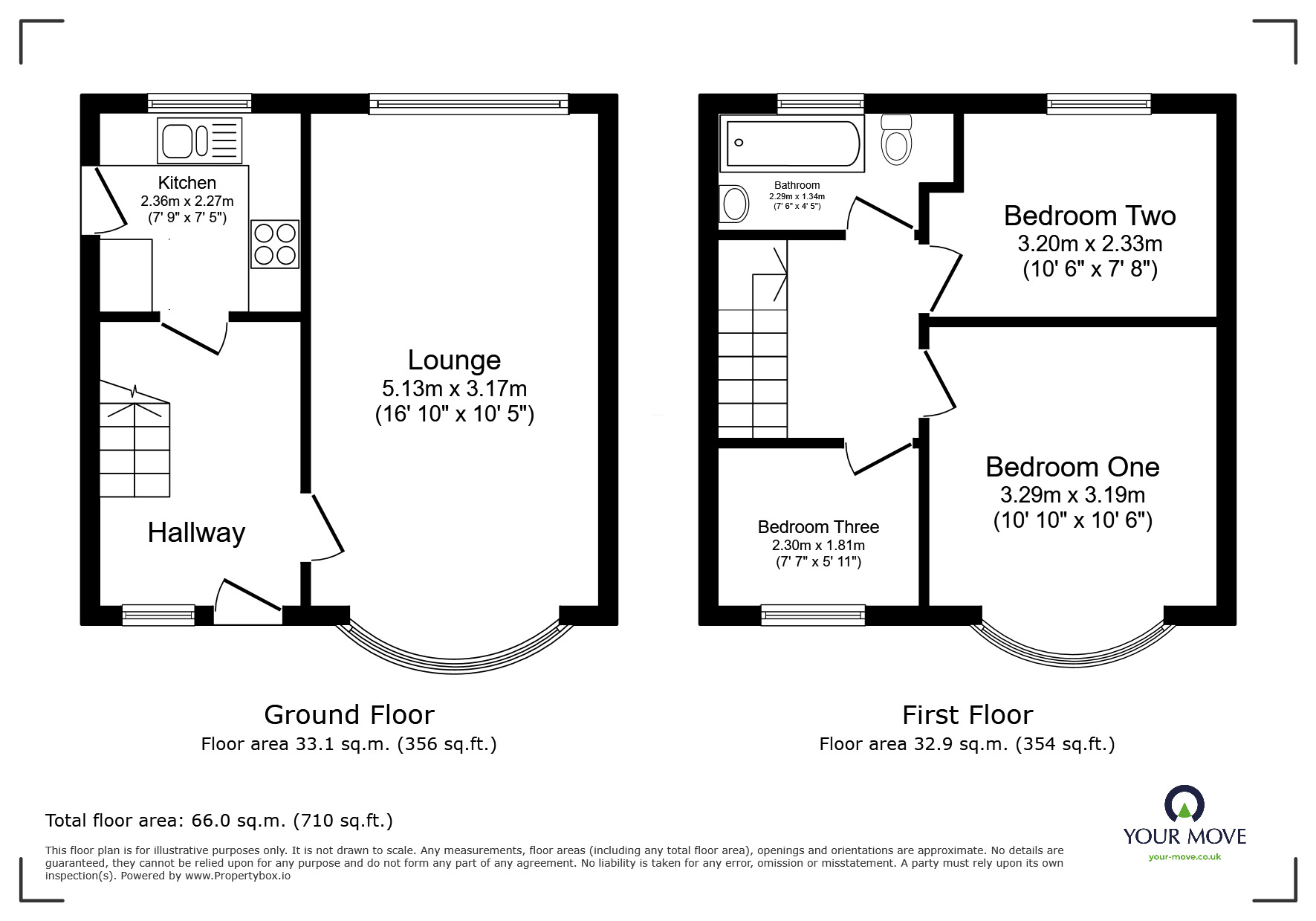 Floorplan of 3 bedroom Semi Detached House to rent, Coniston Avenue, Little Hulton, Greater Manchester, M38