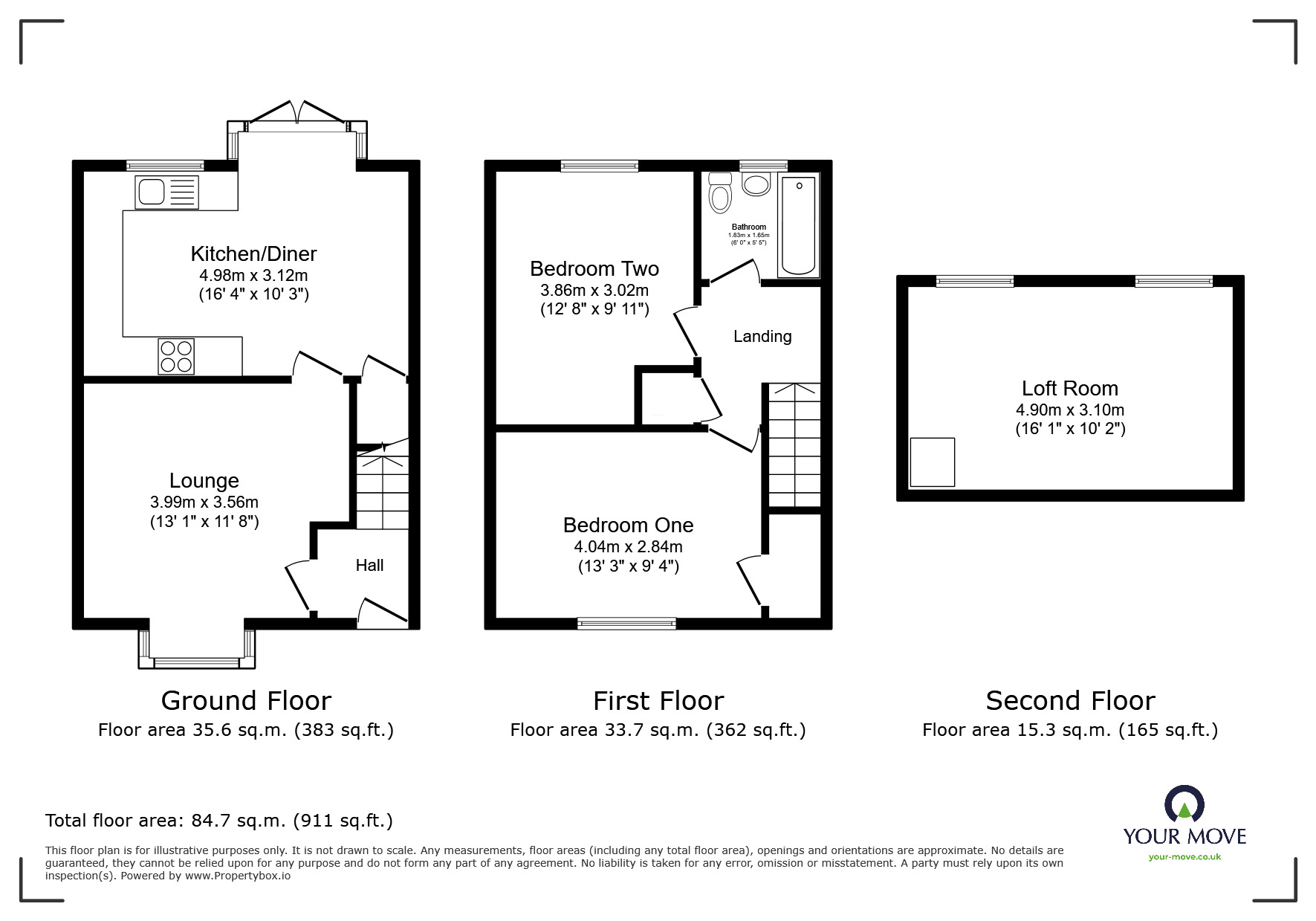 Floorplan of 2 bedroom End Terrace House for sale, Grosvenor Road, Worsley, Greater Manchester, M28