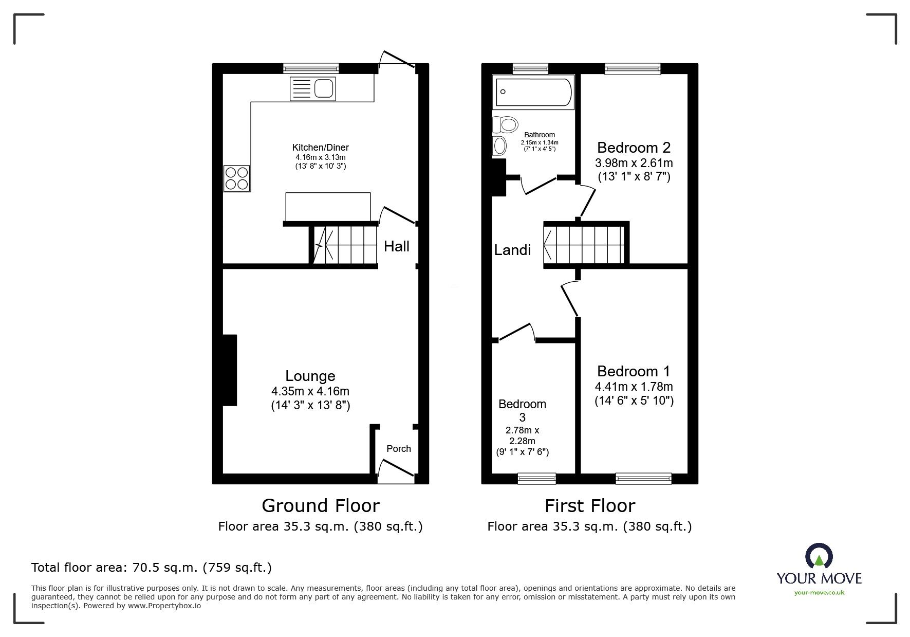 Floorplan of 3 bedroom Mid Terrace House for sale, Horrocks Street, Tyldesley, Greater Manchester, M29