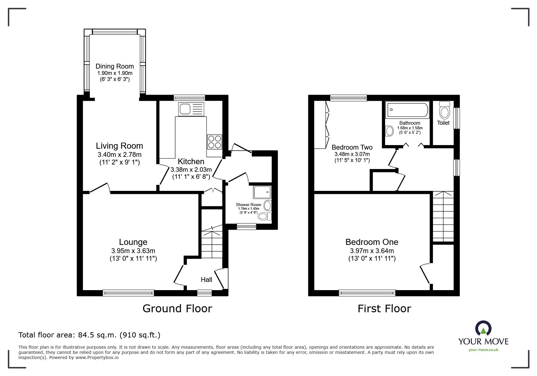 Floorplan of 2 bedroom Semi Detached House for sale, Bridgewater Street, Little Hulton, Greater Manchester, M38