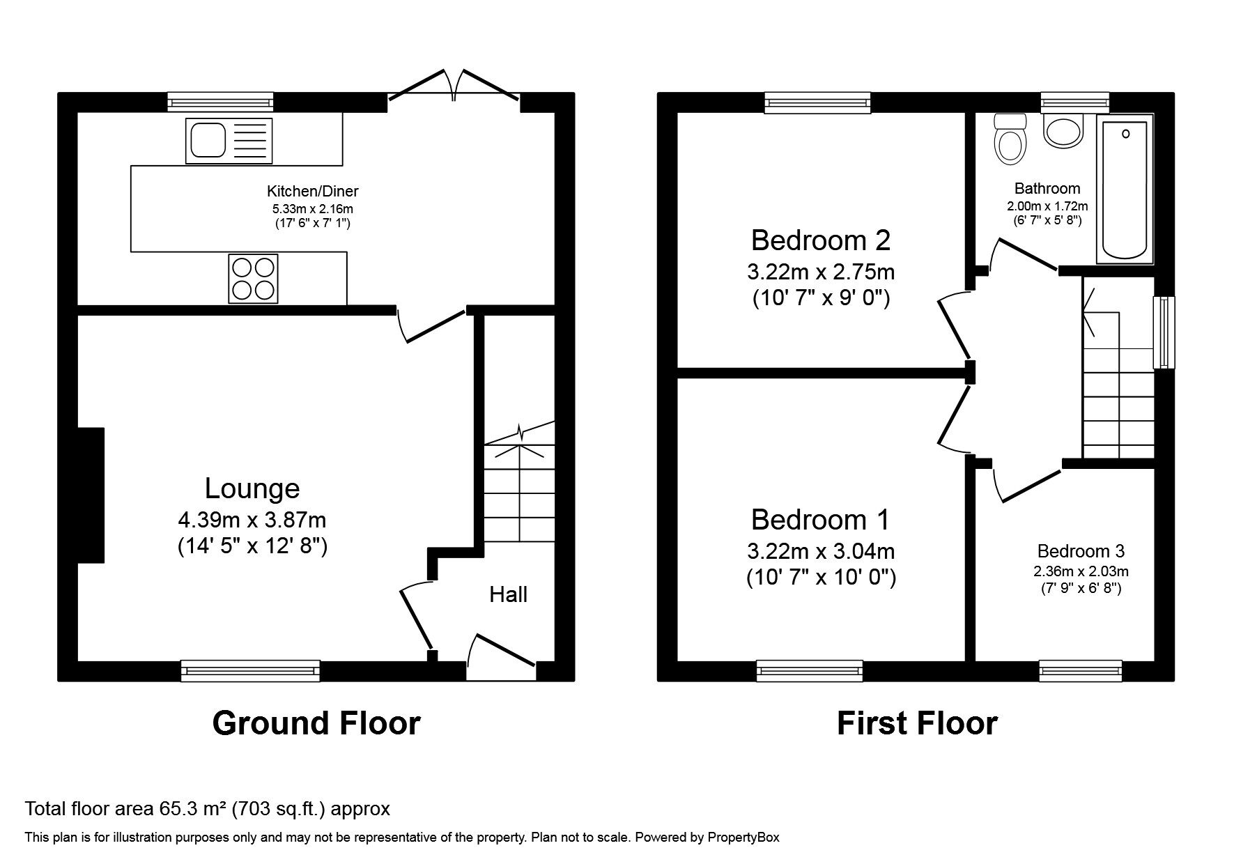 Floorplan of 3 bedroom Semi Detached House to rent, Shiel Street, Worsley, Greater Manchester, M28