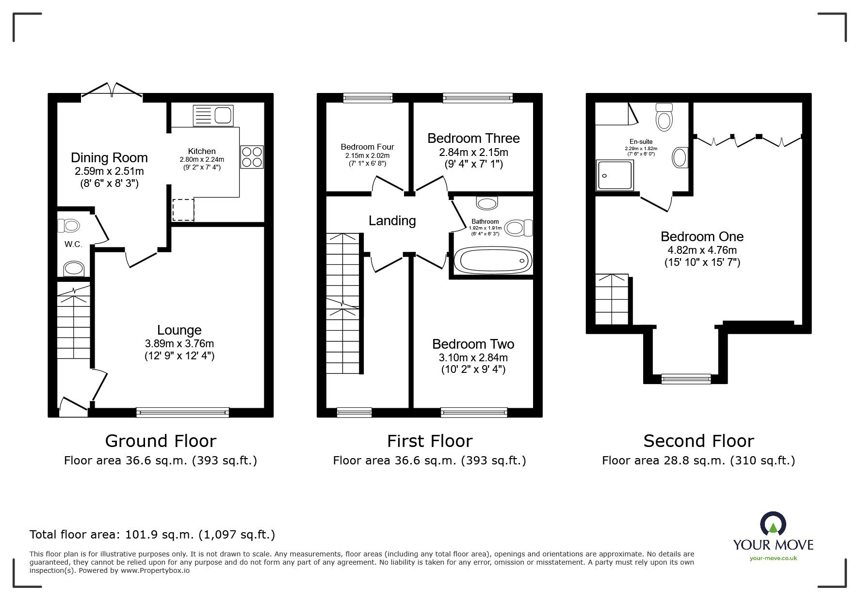 Floorplan of 4 bedroom Mid Terrace House for sale, Reed Close, Farnworth, Greater Manchester, BL4
