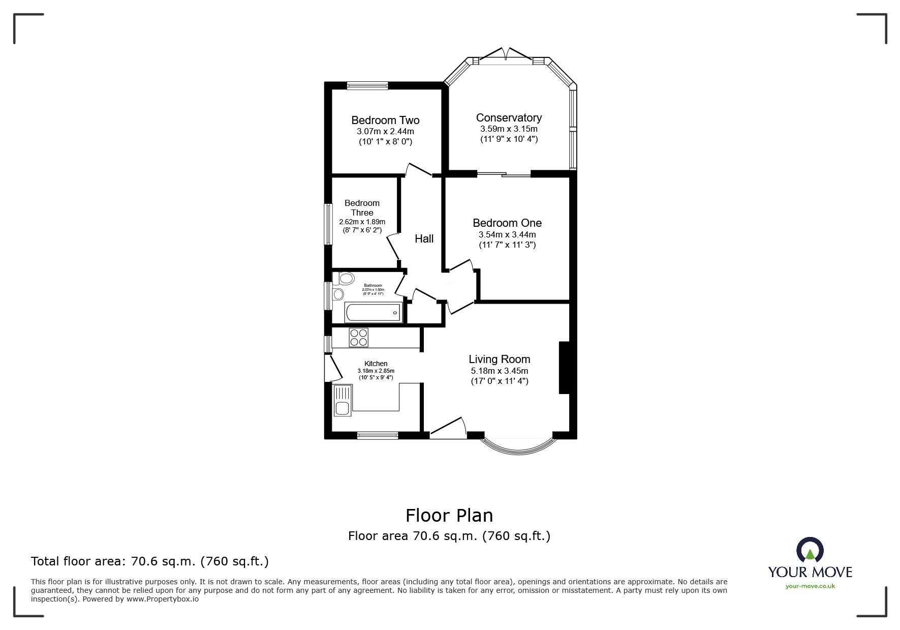 Floorplan of 3 bedroom Semi Detached Bungalow for sale, Fieldhead Avenue, Astley,Tyldesley, Manchester, M29