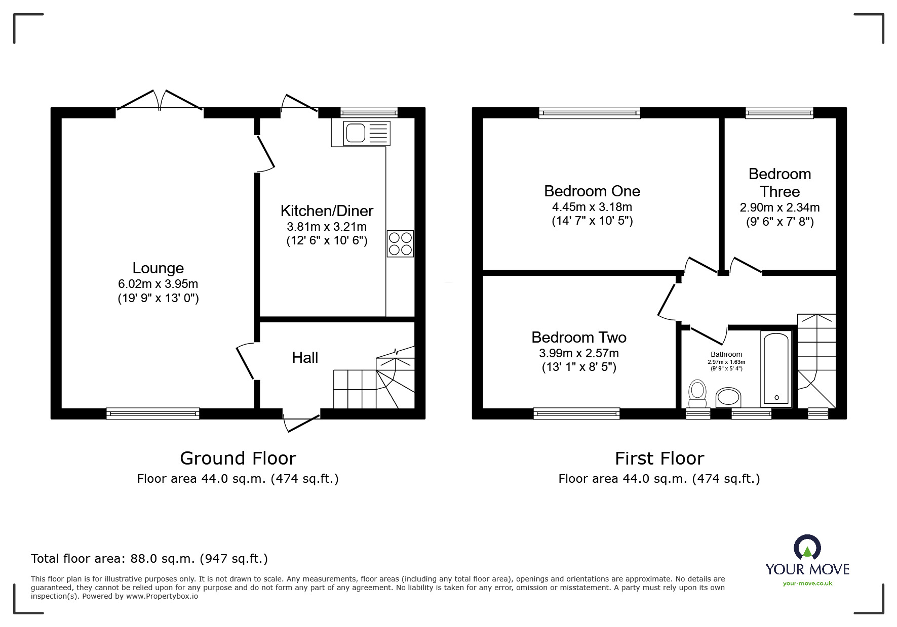 Floorplan of 3 bedroom Mid Terrace House for sale, Howard Avenue, Kearsley, Bolton, BL4
