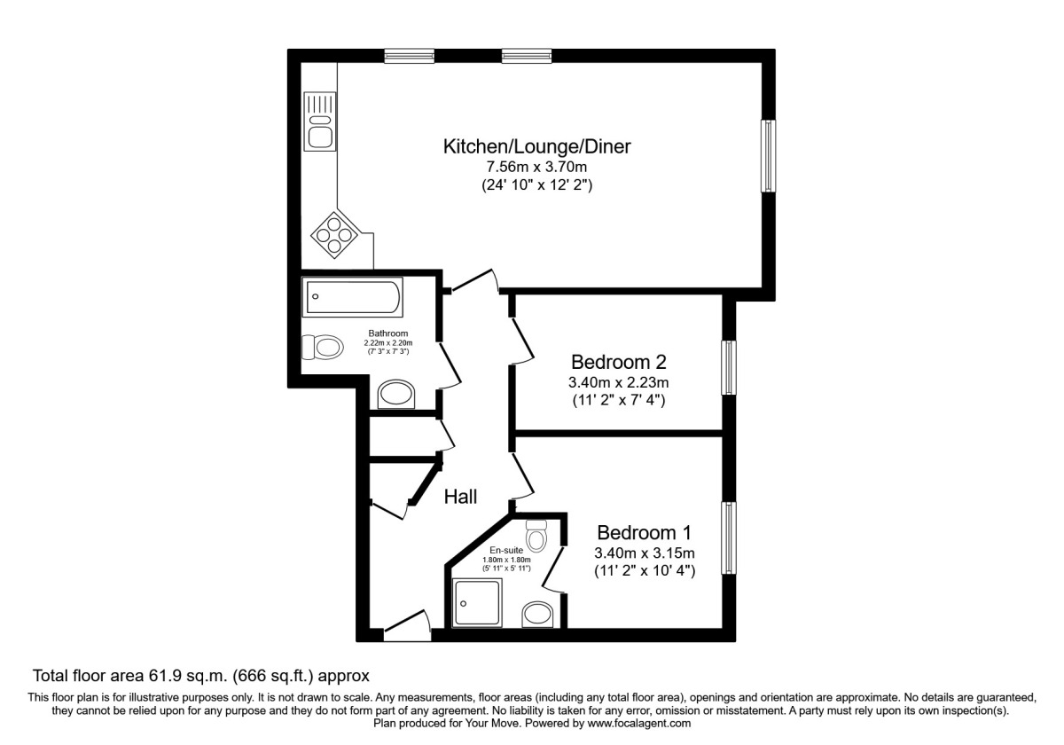 Floorplan of 2 bedroom  Flat to rent, Oakwood Drive, Worsley, Greater Manchester, M28
