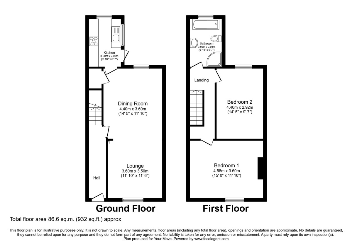 Floorplan of 2 bedroom Mid Terrace House for sale, Hilton Lane, Worsley, Manchester, M28
