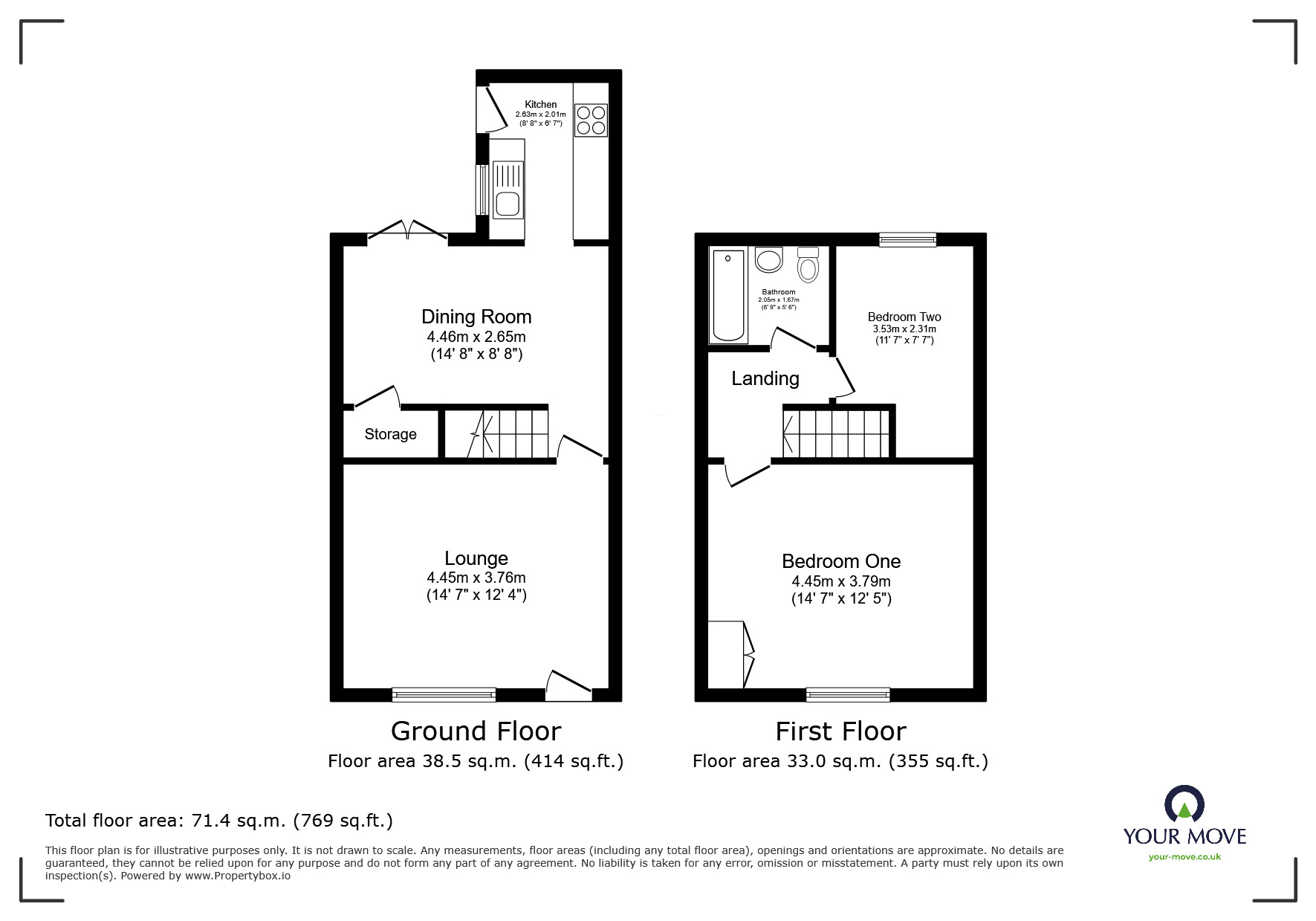 Floorplan of 2 bedroom Mid Terrace House for sale, Chaddock Lane, Worsley, Greater Manchester, M28