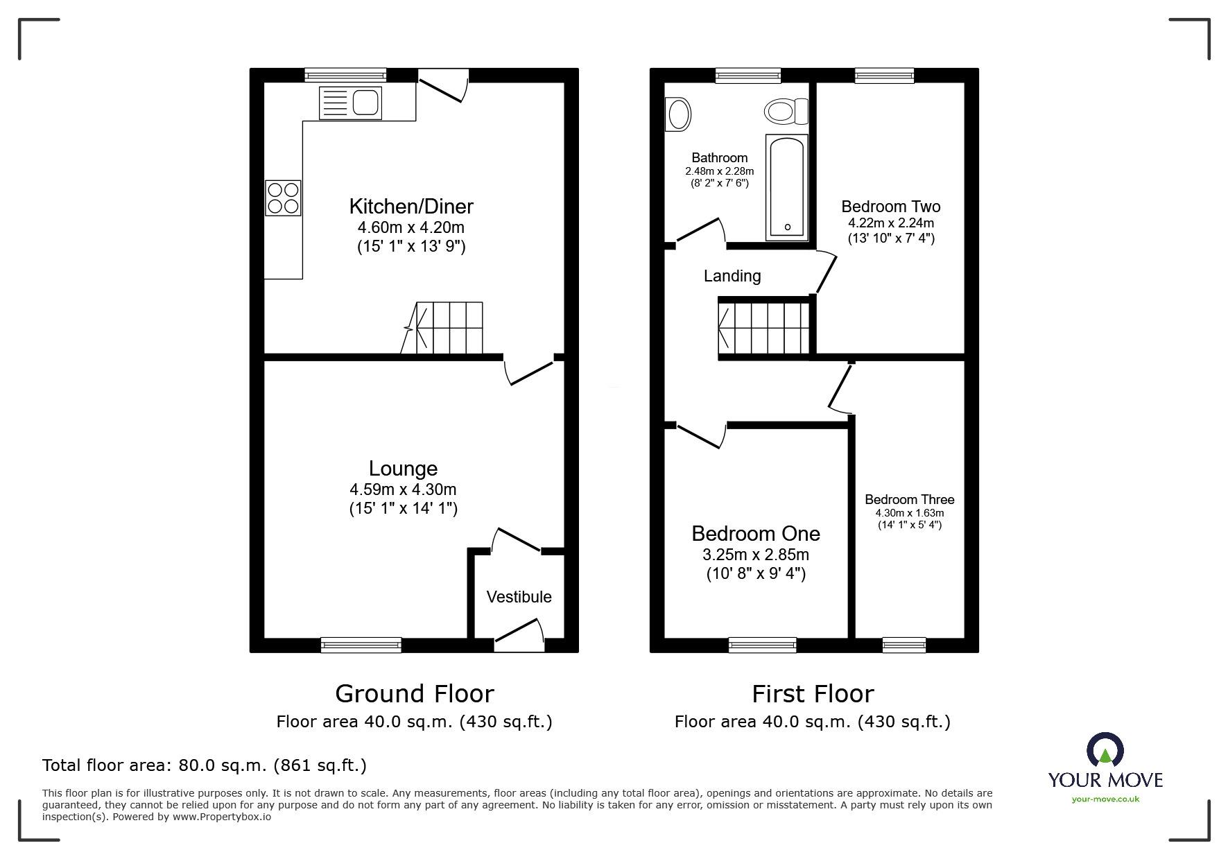 Floorplan of 3 bedroom Mid Terrace House for sale, Kildare Street, Farnworth, Greater Manchester, BL4